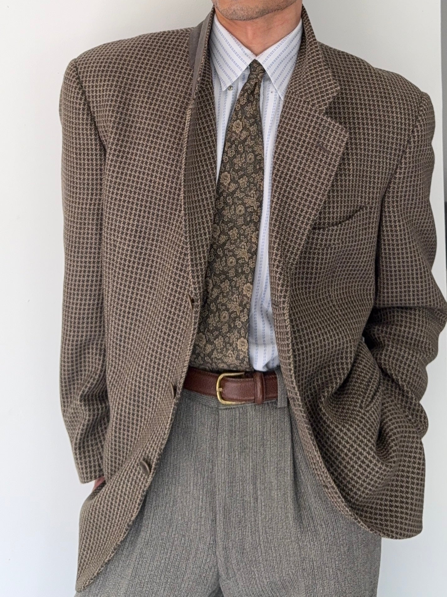 Valentino 1980s Textured 3B Wool Sports Blazer Jacket - Size XXL