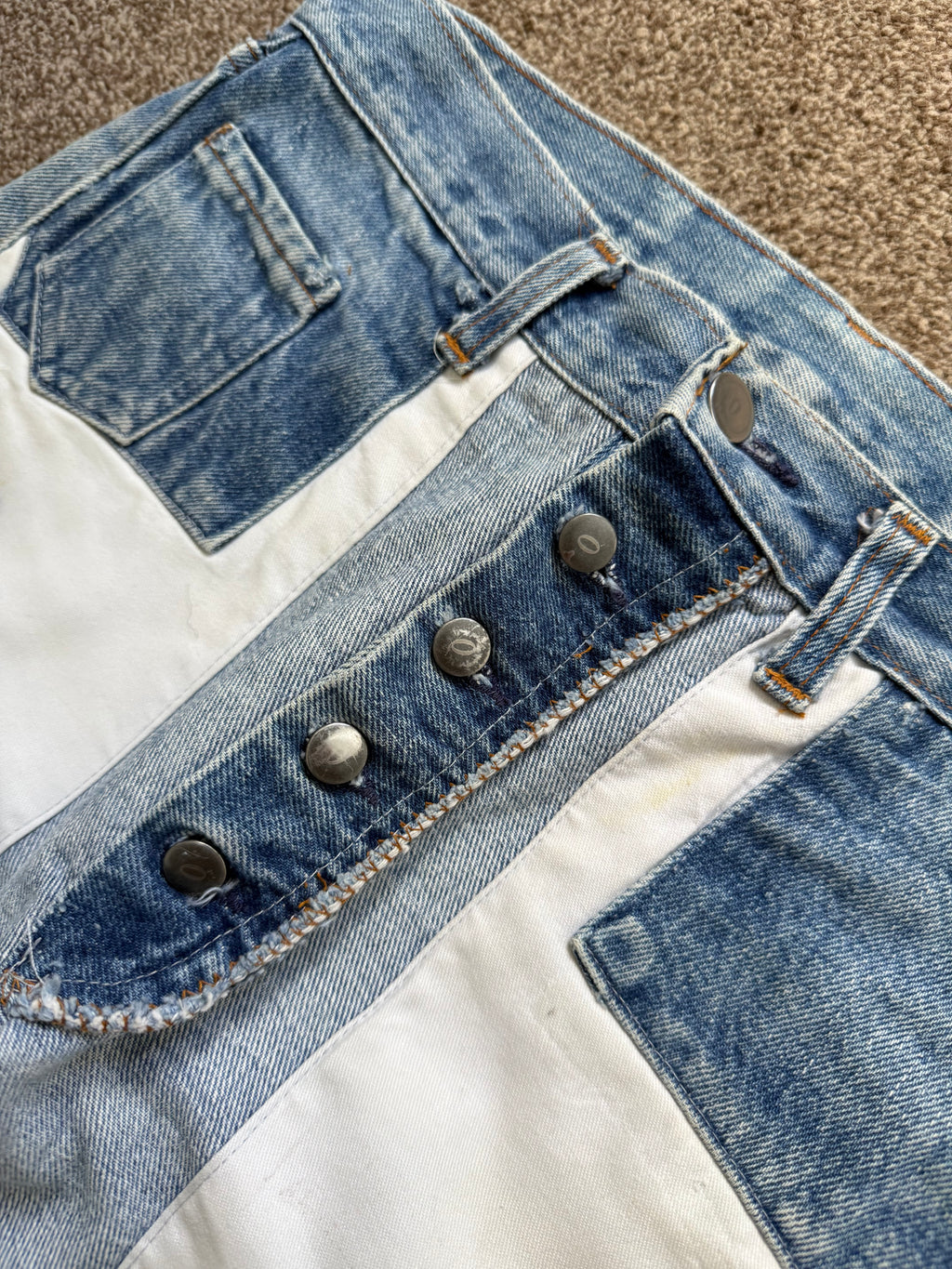 Maison Martin Margiela Artisanal Line (0) AW2004 Re-Worked Inverted Denim Jeans - Size 30" Waist