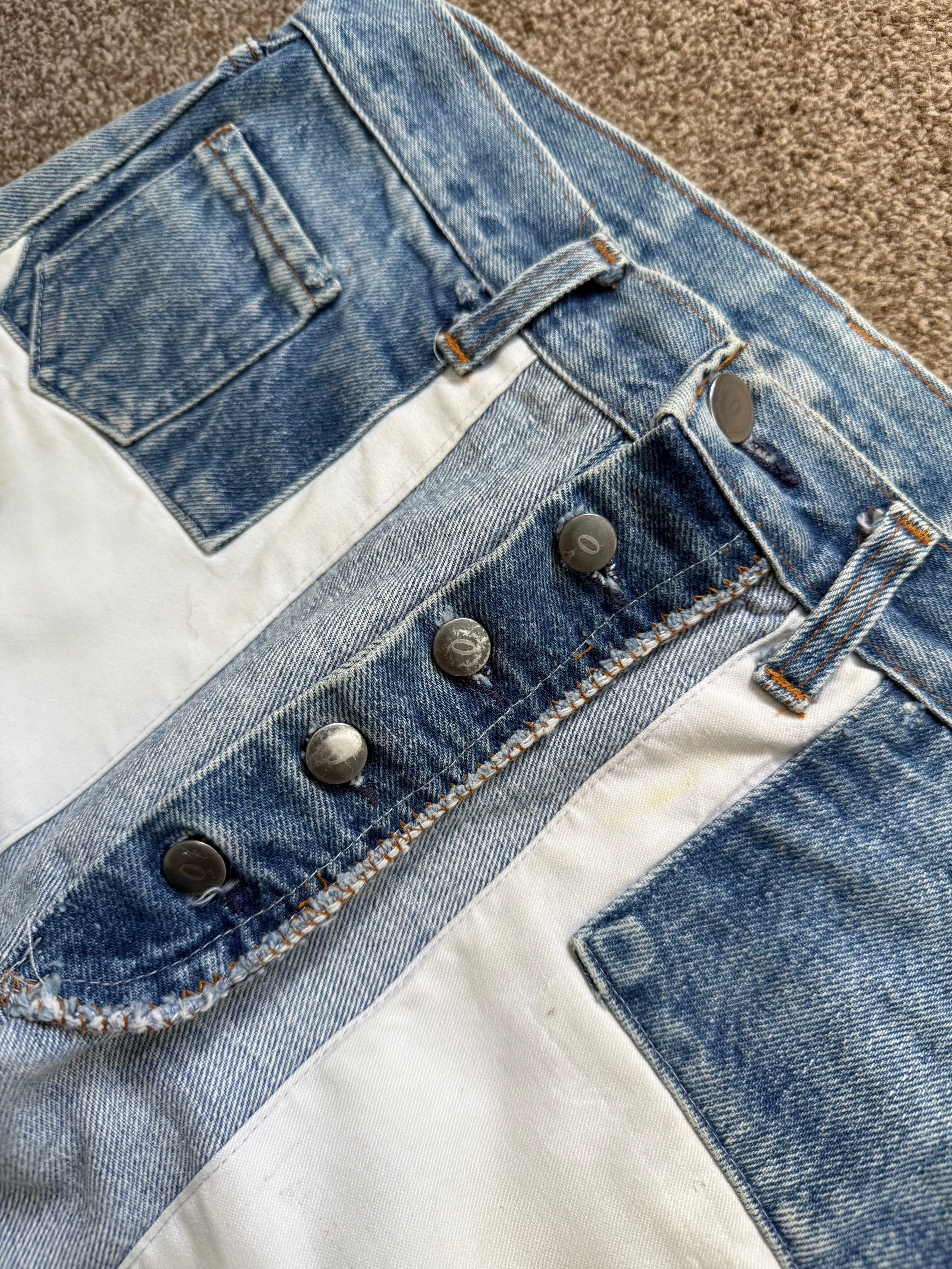 Maison Martin Margiela Artisanal Line (0) AW2004 Re-Worked Inverted Denim Jeans - Size 30" Waist