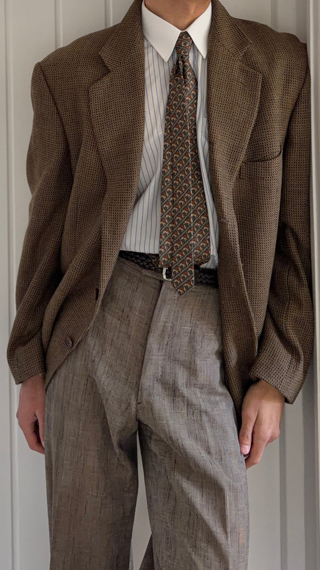Mani Giorgio Armani 1980s Rolled 3B Wool Textured Sport Jacket Blazer - Size XL