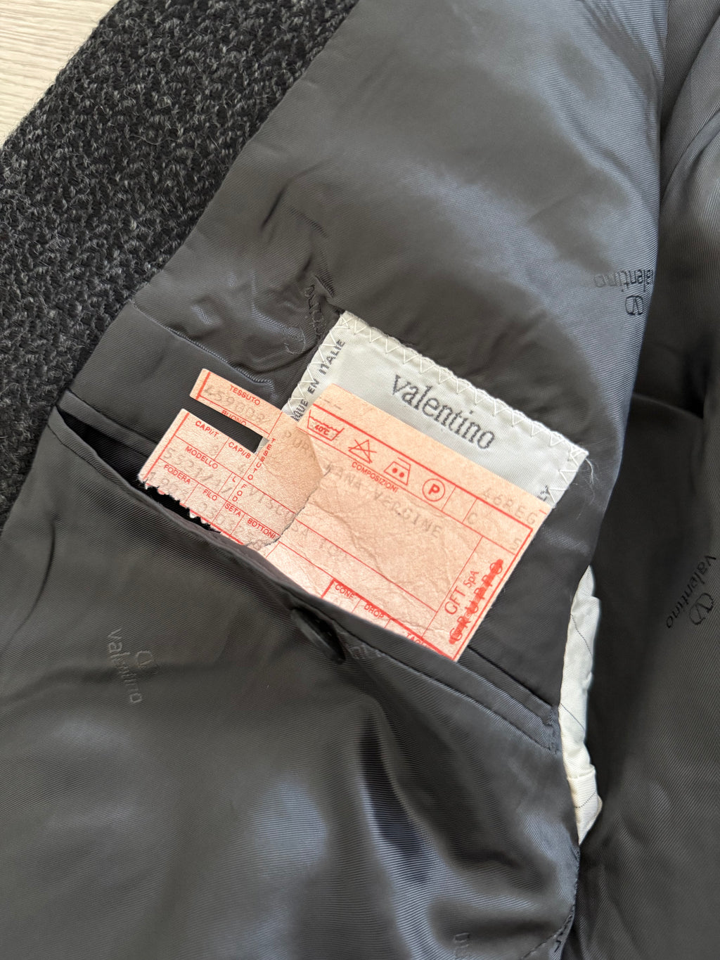 Valentino 1980s 2B Textured Wool Sports Jacket Blazer Charcoal Grey - Size S