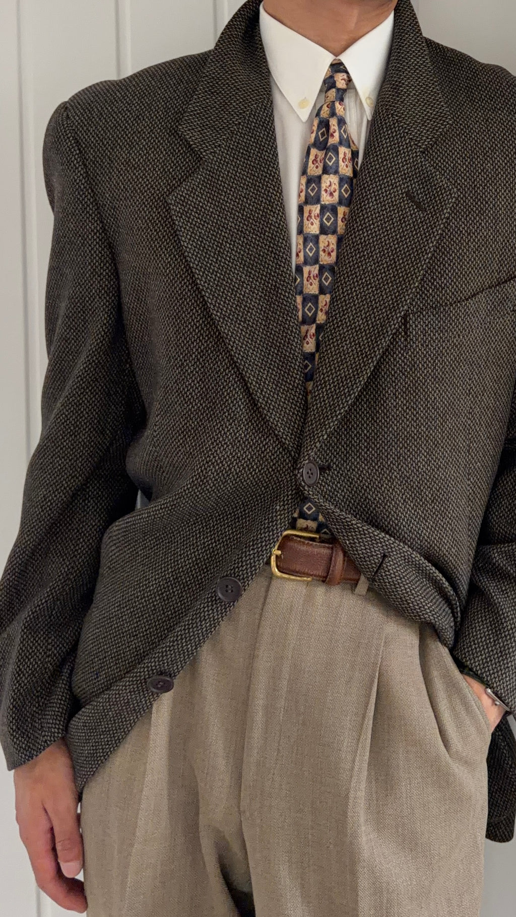 Giorgio Armani 1980s 3B Textured Wool Sport Jacket Blazer  - Size XL