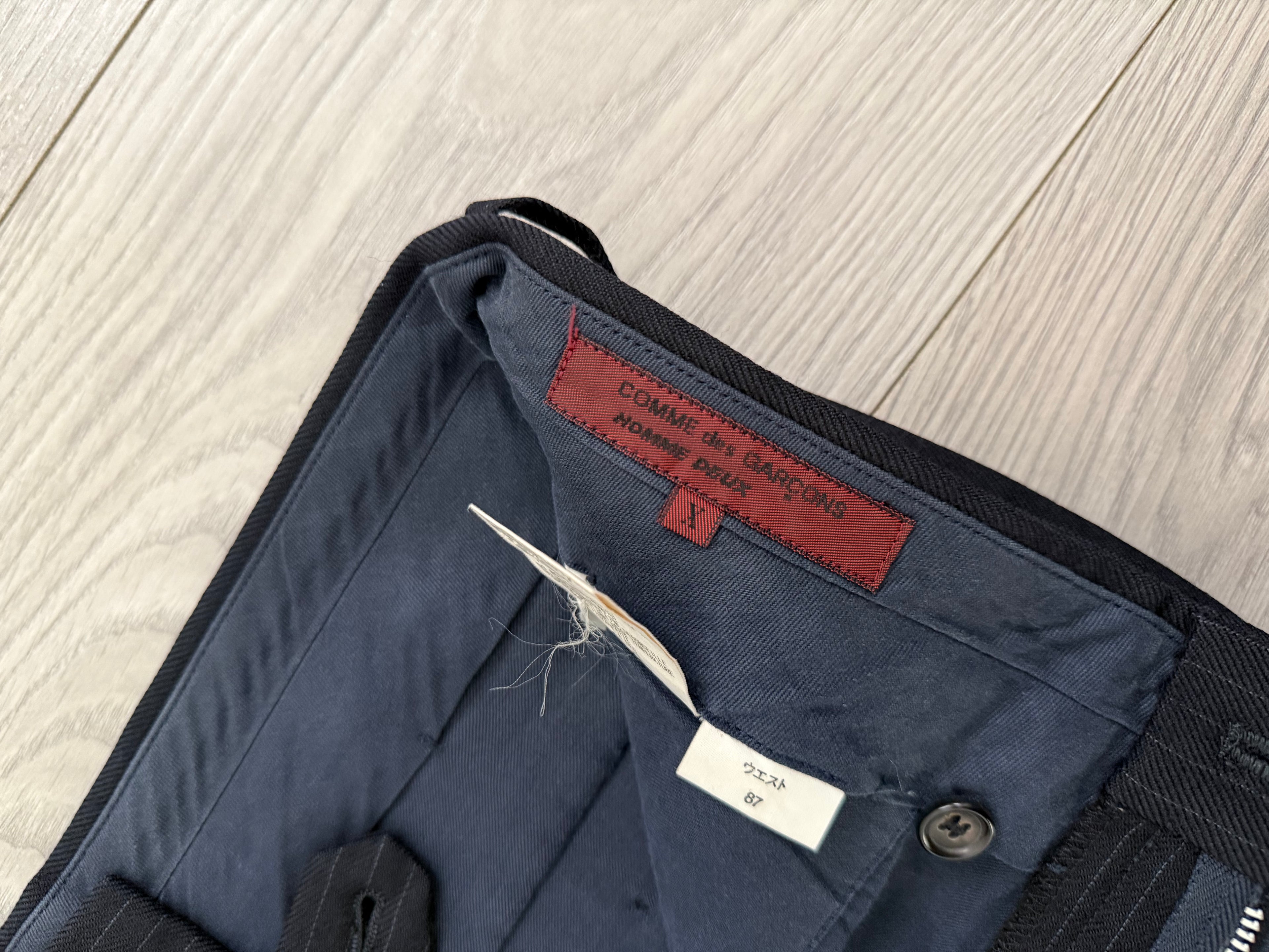 Comme Des Garcons Homme Deux 1998 Double-Pleat High Waisted Wool Silk Pinstriped Pants - Size 34" Waist
