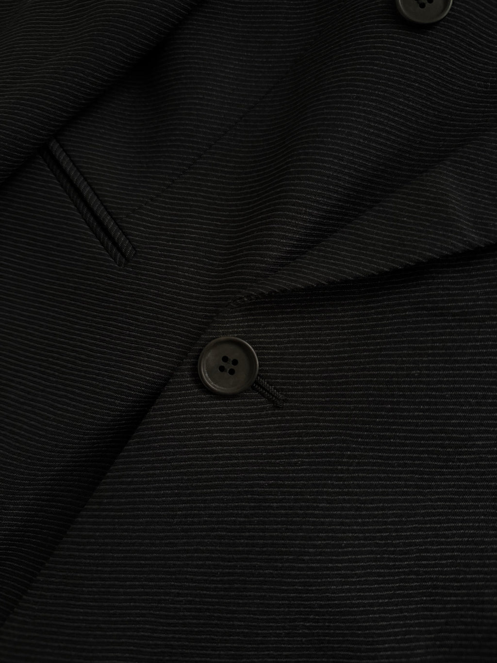 Giorgio Armani 1980s Double Breasted Pleated Wool Suit Black/Grey New - Size L Jacket / 32" Waist