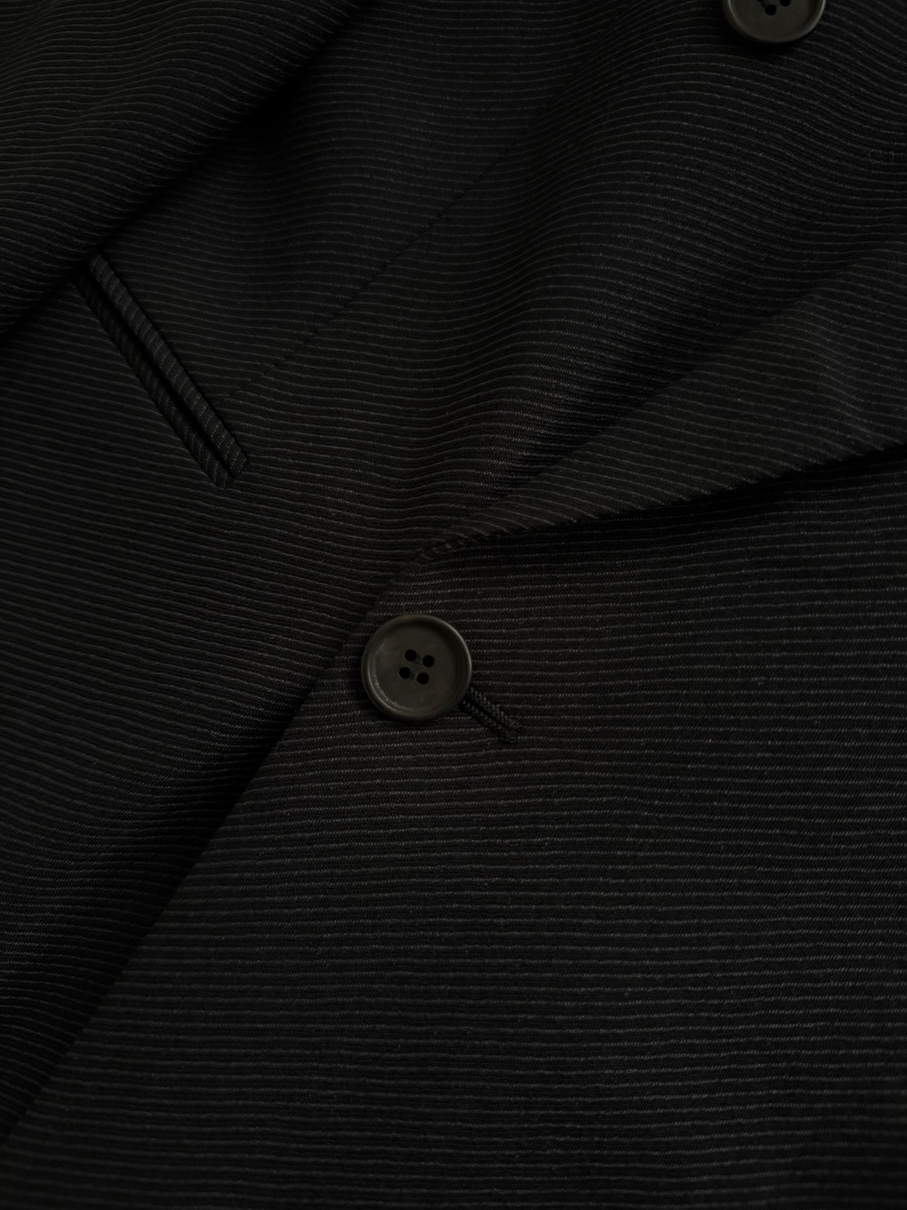 Giorgio Armani 1980s Double Breasted Pleated Wool Suit Black/Grey New - Size L Jacket / 32" Waist