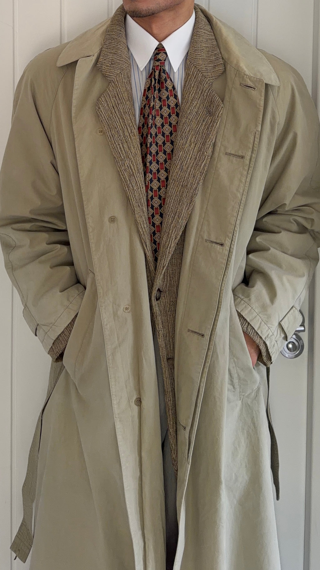 Giorgio Armani 1980s Cotton Belted Raincoat - Size L