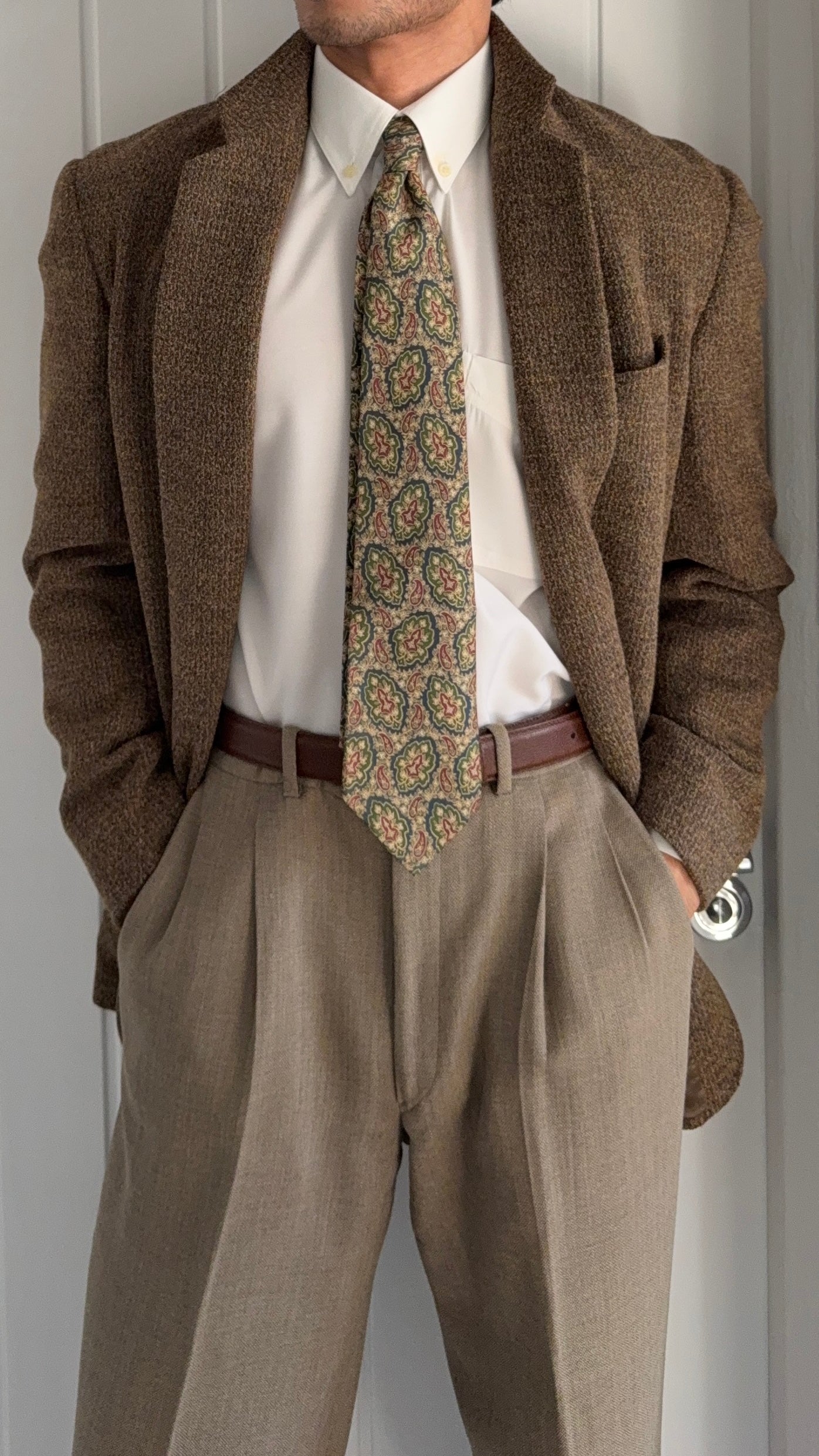 Giorgio Armani 1980s 2B Textured Speckled Wool Blend Sport Jacket Blazer - Size S