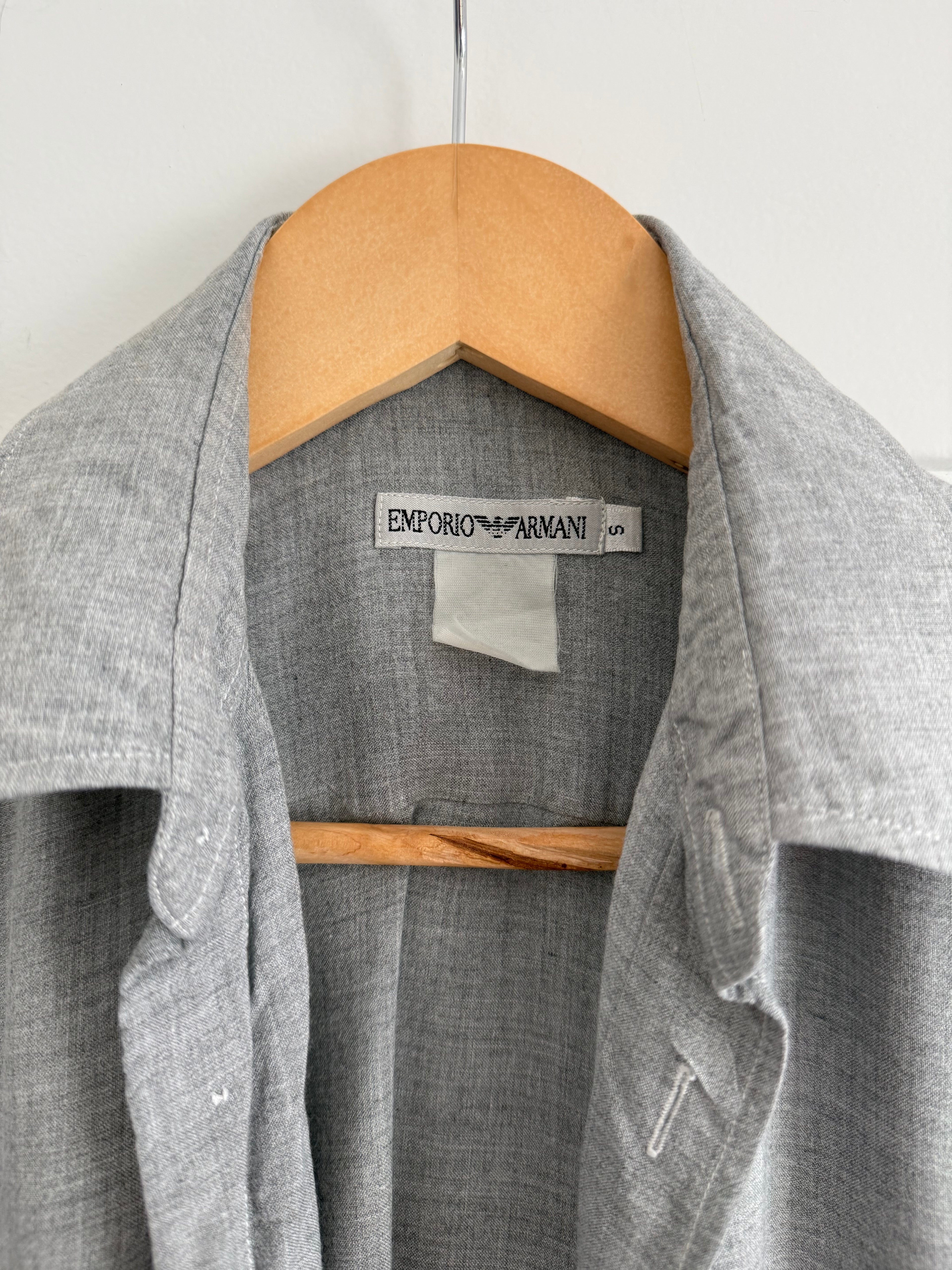 Emporio Armani 1990s Grey Draped Shirt - Size S