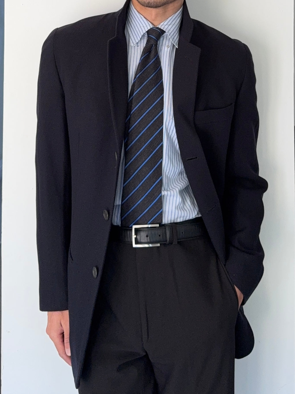 Giorgio Armani Black Label 1990s Navy Wool Sports Jacket Blazer - Size M