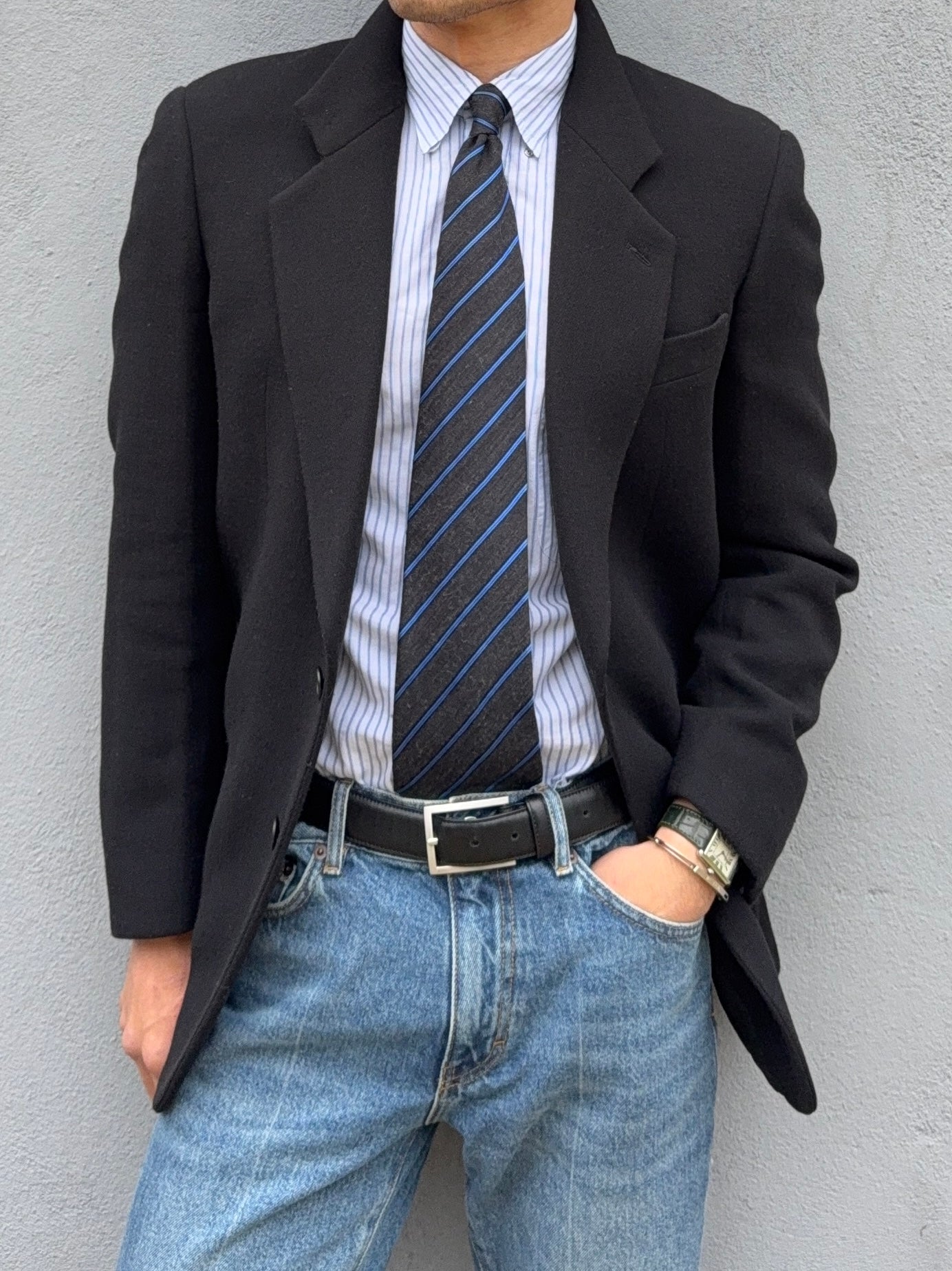 Giorgio Armani 1990s Black Wool Blend Sports Jacket Blazer - Size S
