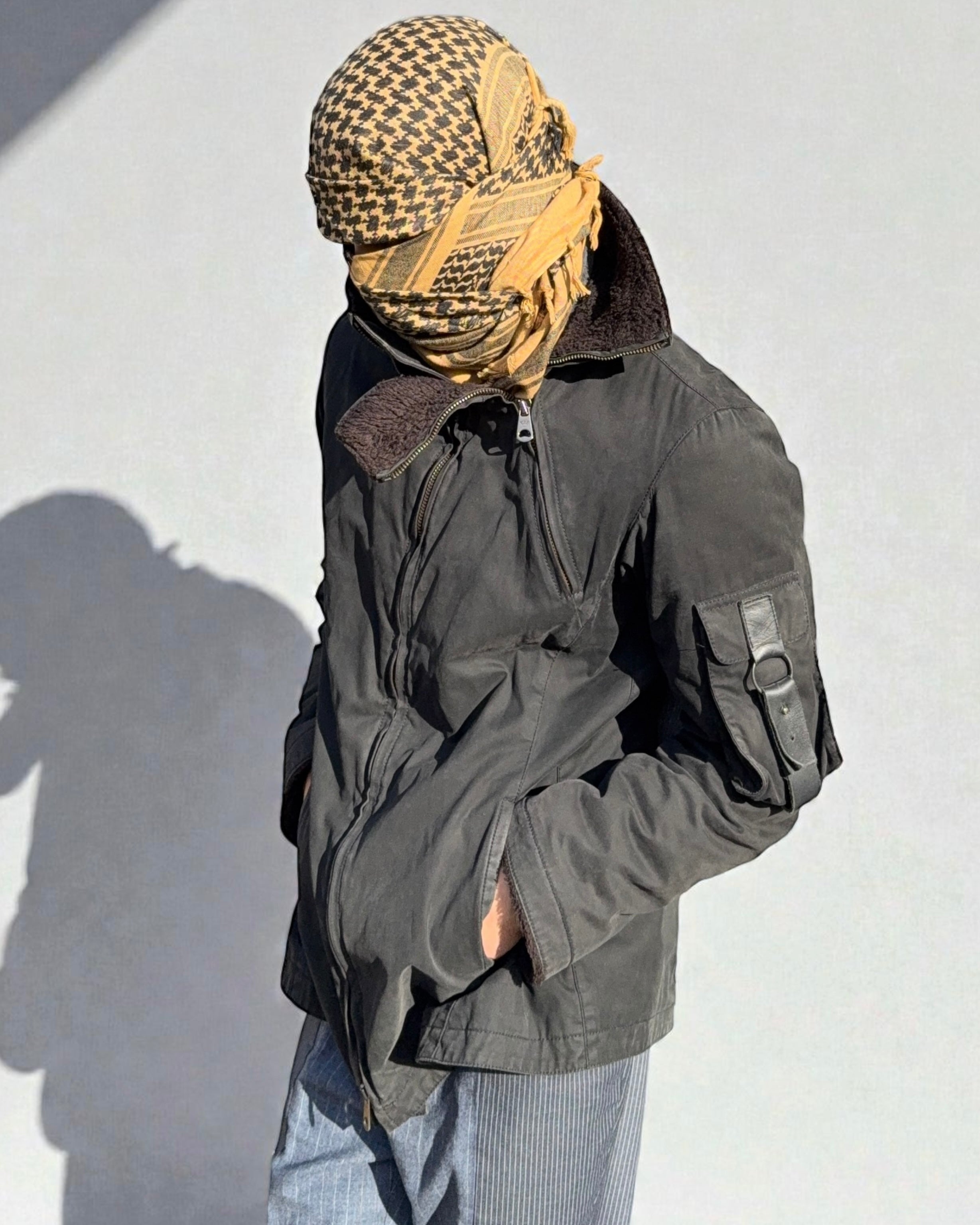 Emporio Armani 2002 Fur Collar Dual Zip Padded Military Jacket - Size M