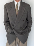 Hugo Boss 1980s 'Omega' Peaked Lapel Double Breasted Textured Wool Sports Jacket Blazer - Size L