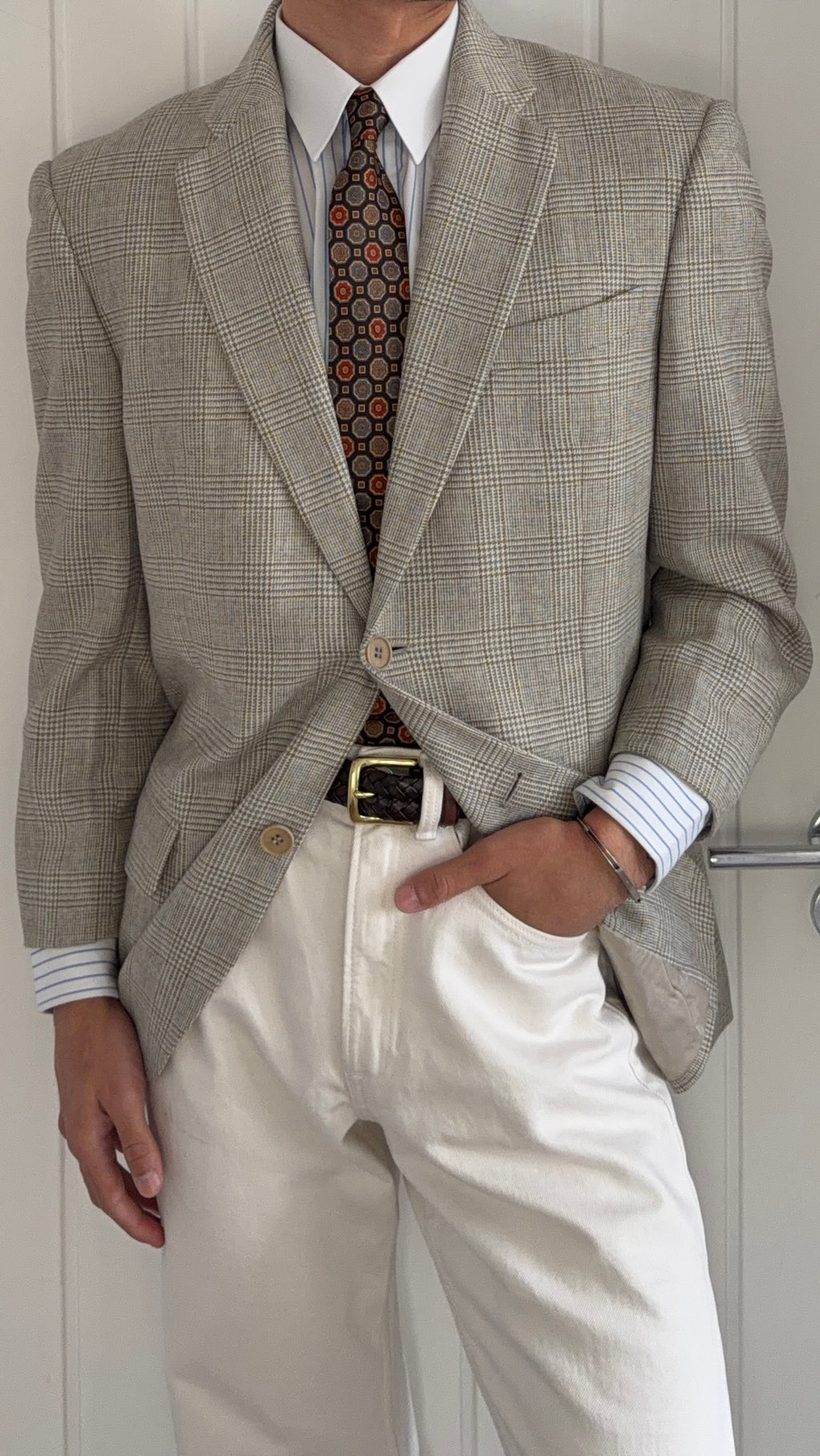 Valentino 1990s 2B Check Wool Sport Jacket Blazer - Size M