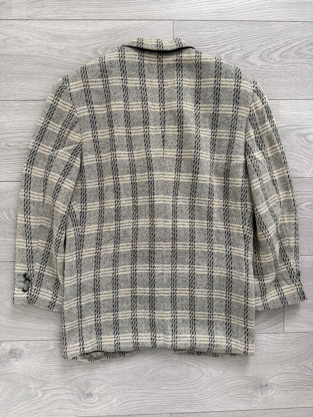Emporio Armani 1980s 2B Textured Wool Check Sports Jacket Blazer - Size S