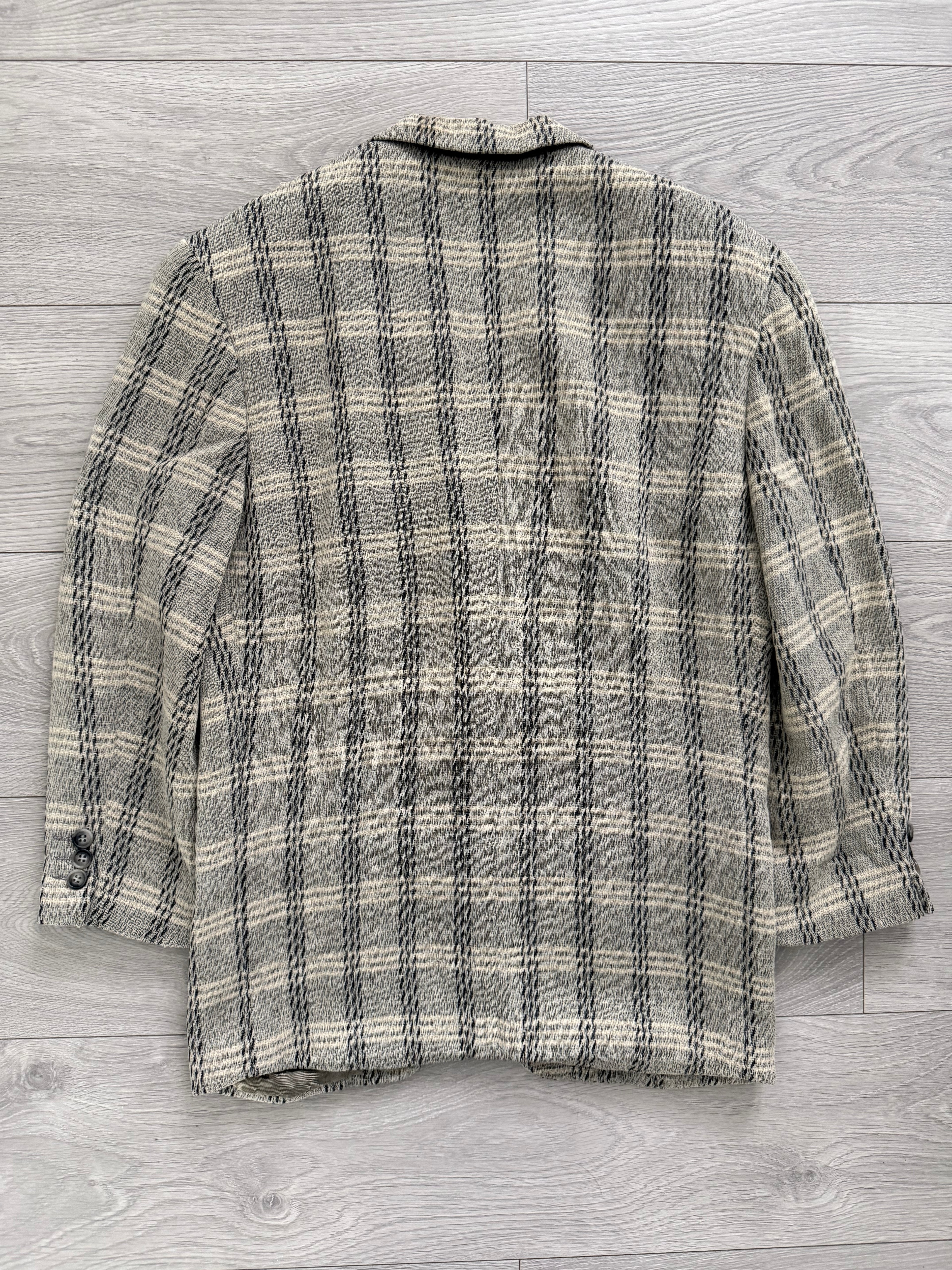 Emporio Armani 1980s 2B Textured Wool Check Sports Jacket Blazer - Size S