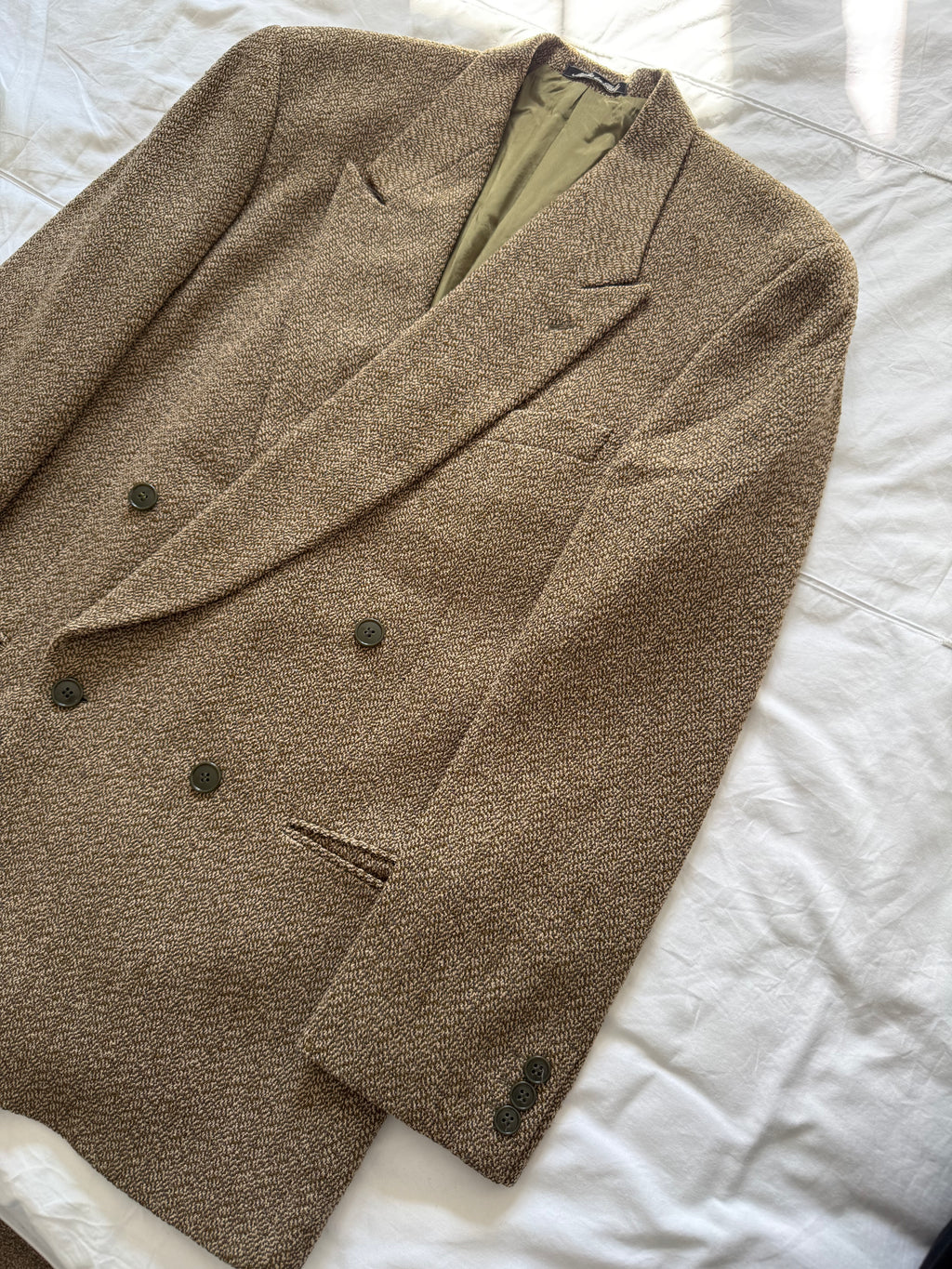 Giorgio Armani 1980s Peaked Lapel Double Breasted Textured Wool Sport Jacket Blazer - Size M