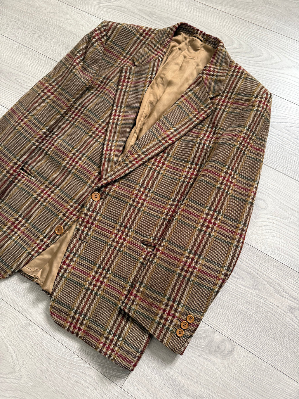 Valentino 1980s 2B Textured Wool Check Sports Jacket Blazer  - Size L