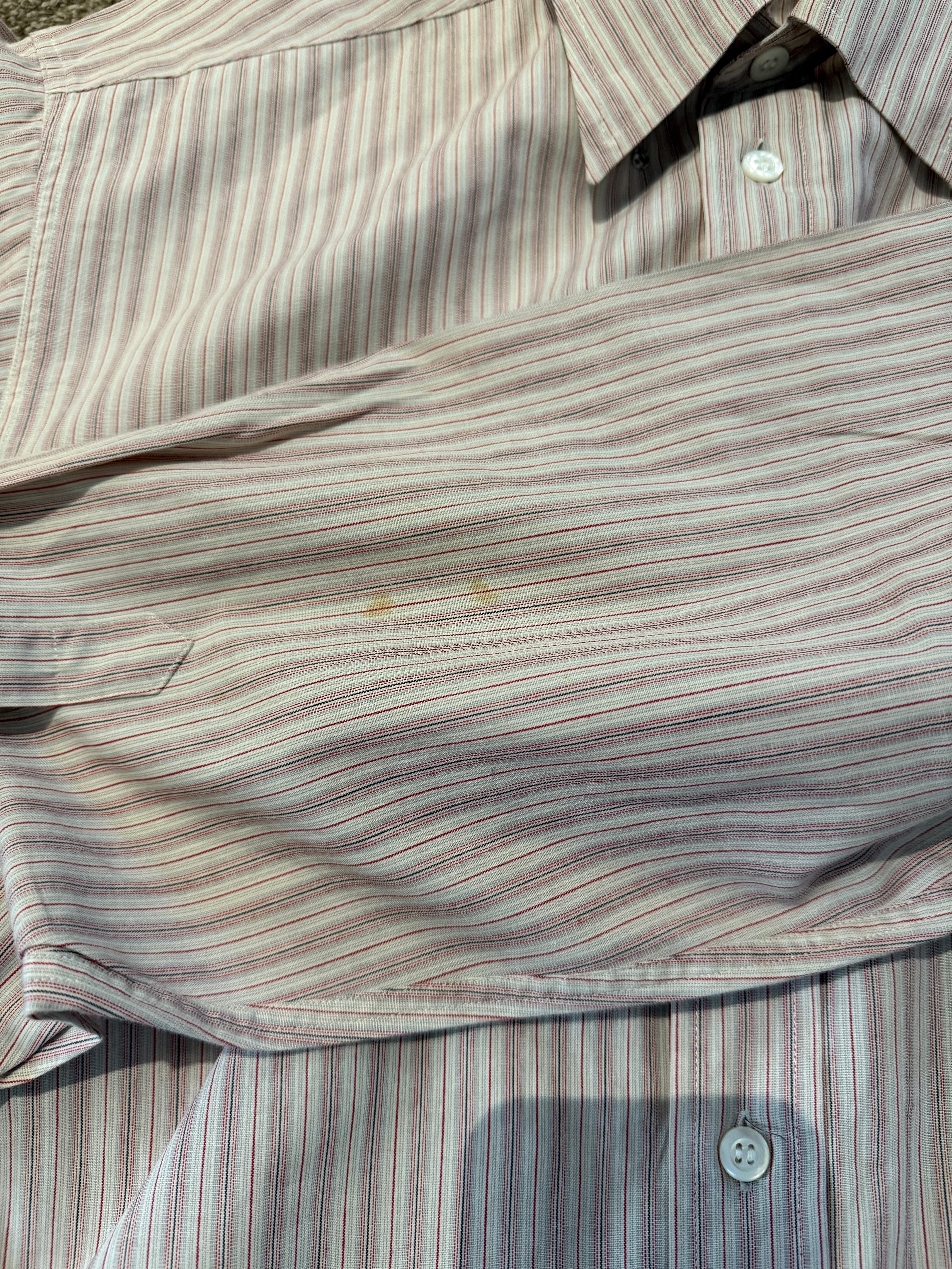 Emporio Armani 1990s Spear Snap Collar Striped Shirt - Size M