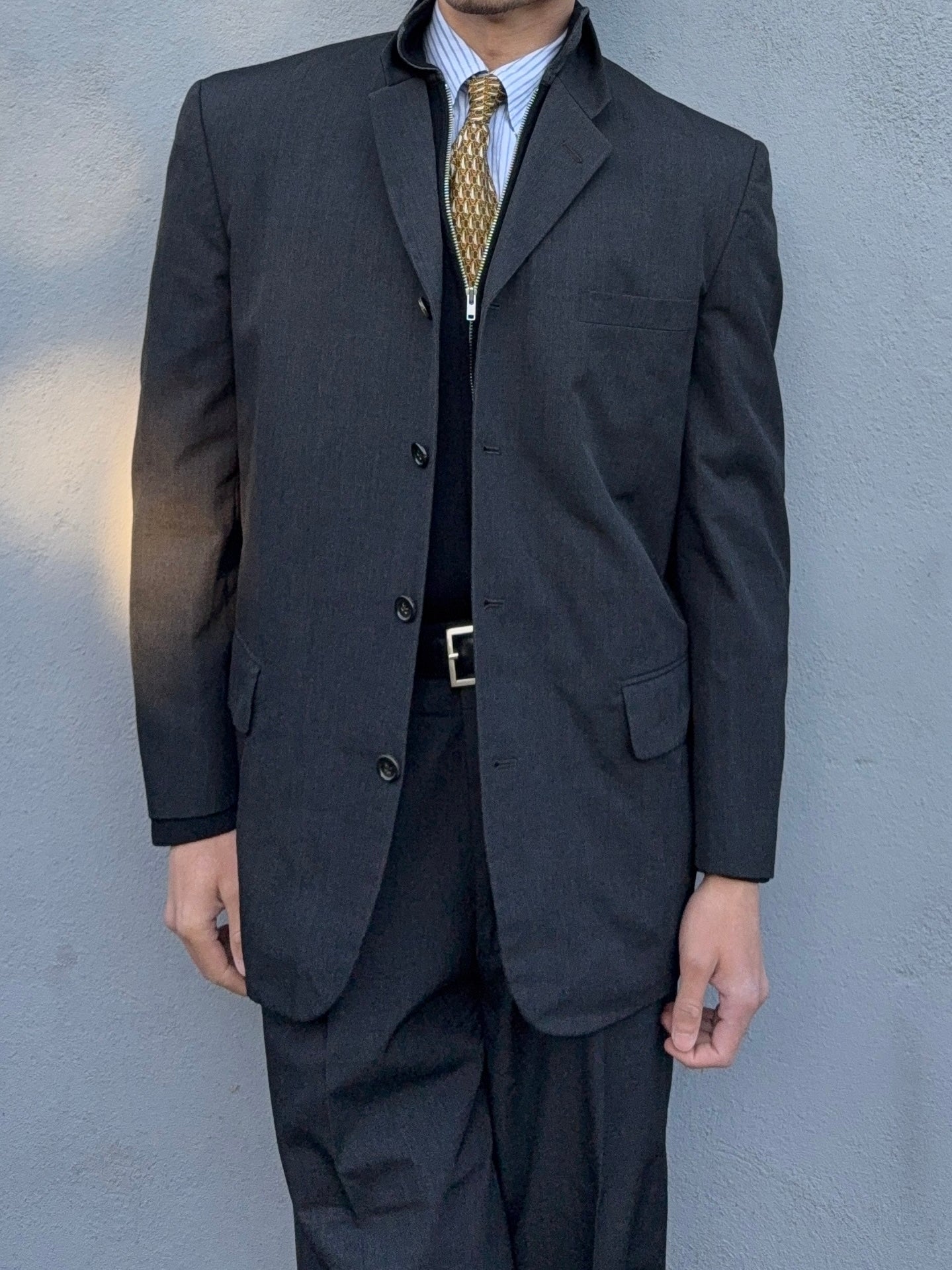 Comme Des Garcons Homme 1998 4B Charcoal Grey Pleated Wool Suit - Size M Jacket / 30" Waist