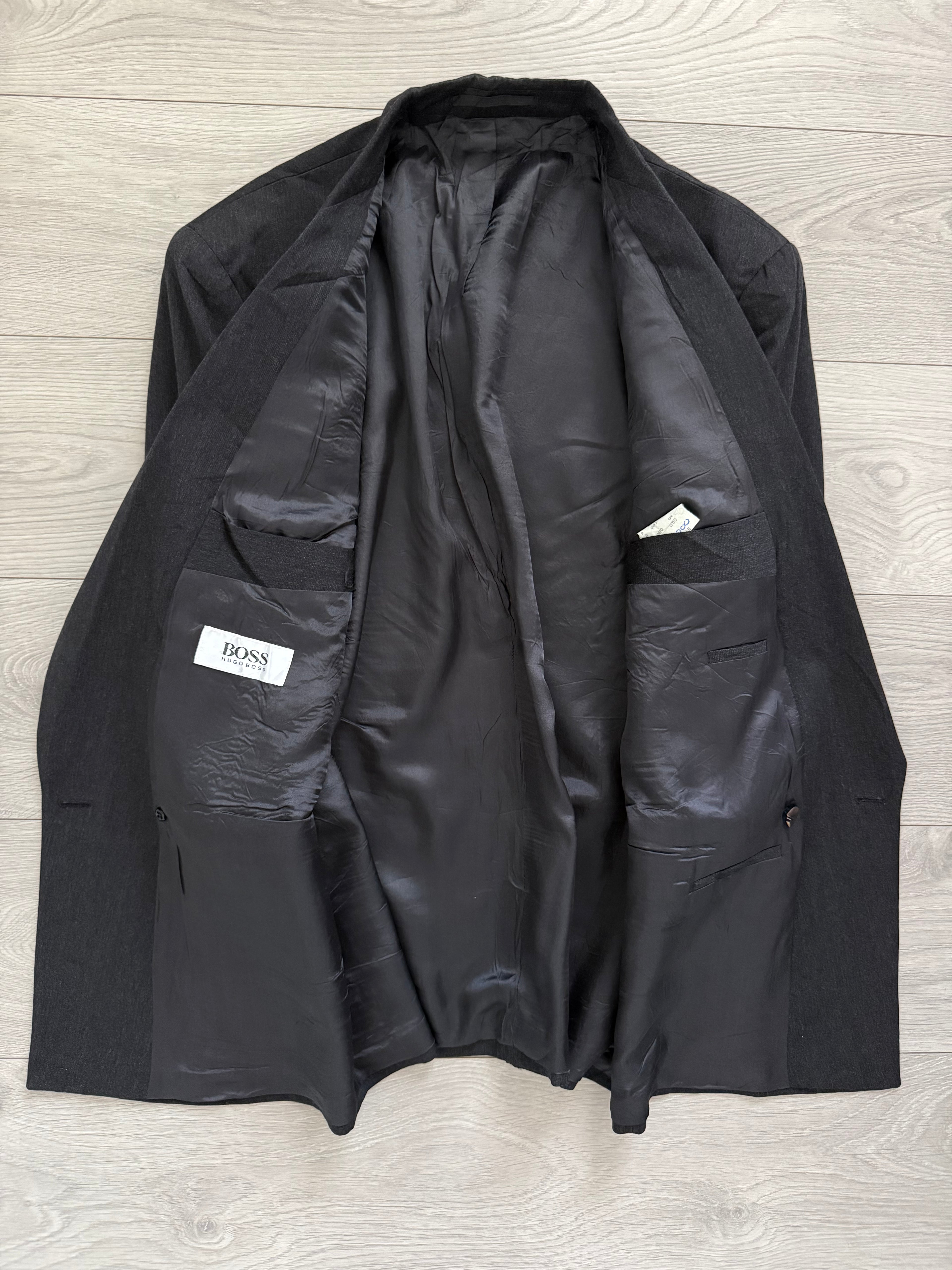 Hugo Boss 1980s 'Al Capone' Grey Peaked Lapel Double Breasted Wool Sports Jacket Blazer - Size L