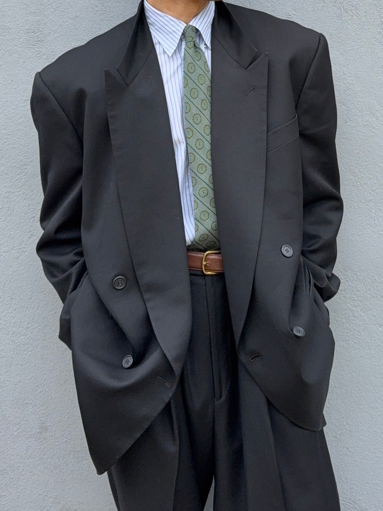 giorgio armani 黒ラベル ジャケット&ベスト 92ss y2k Giorgio Armani 1980s Peaked Lapel Double Breasted Pleated Black