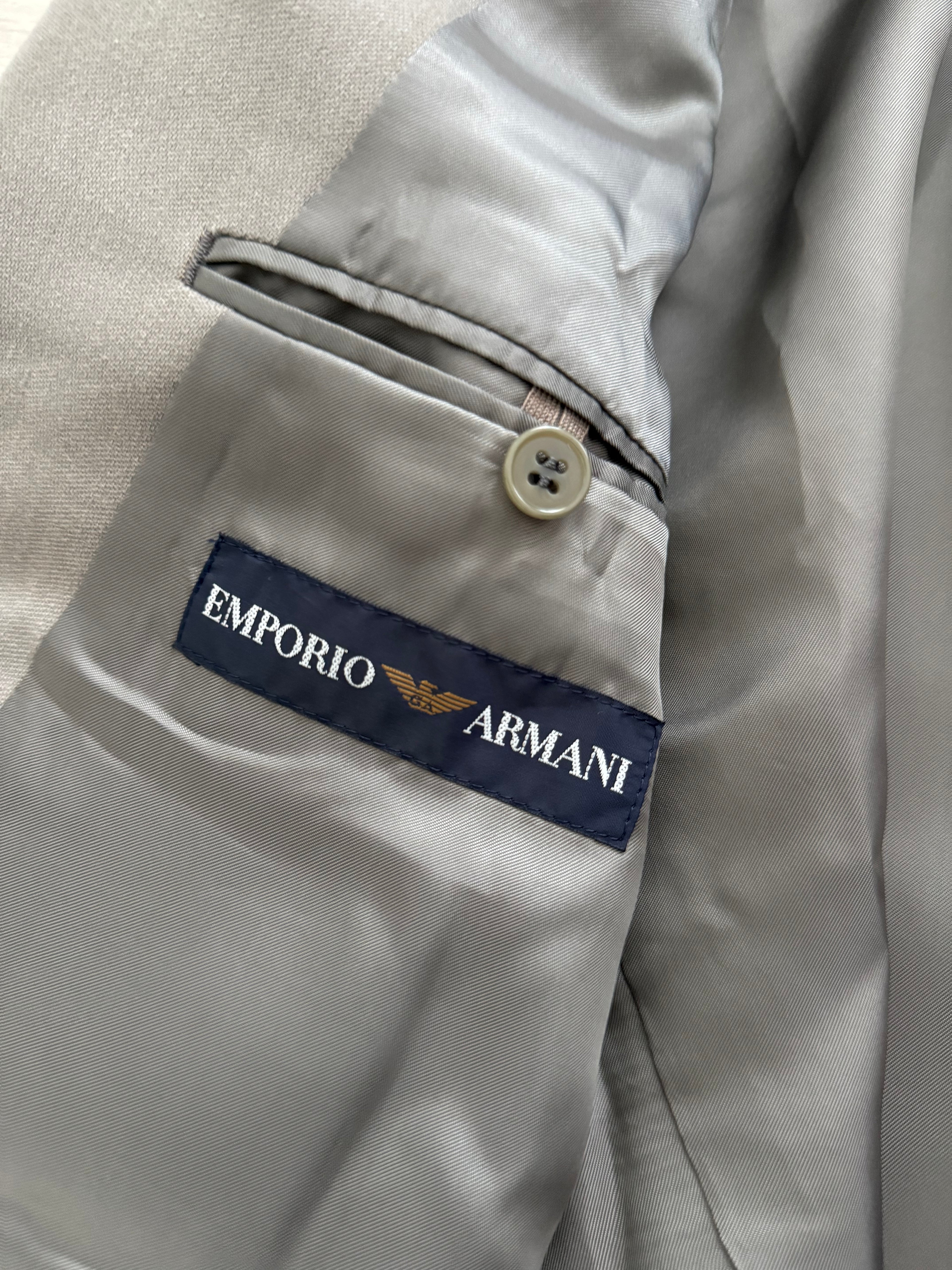 Emporio Armani 1990s Peaked Lapel Double Breasted Taupe Sports Jacket Blazer - Size S