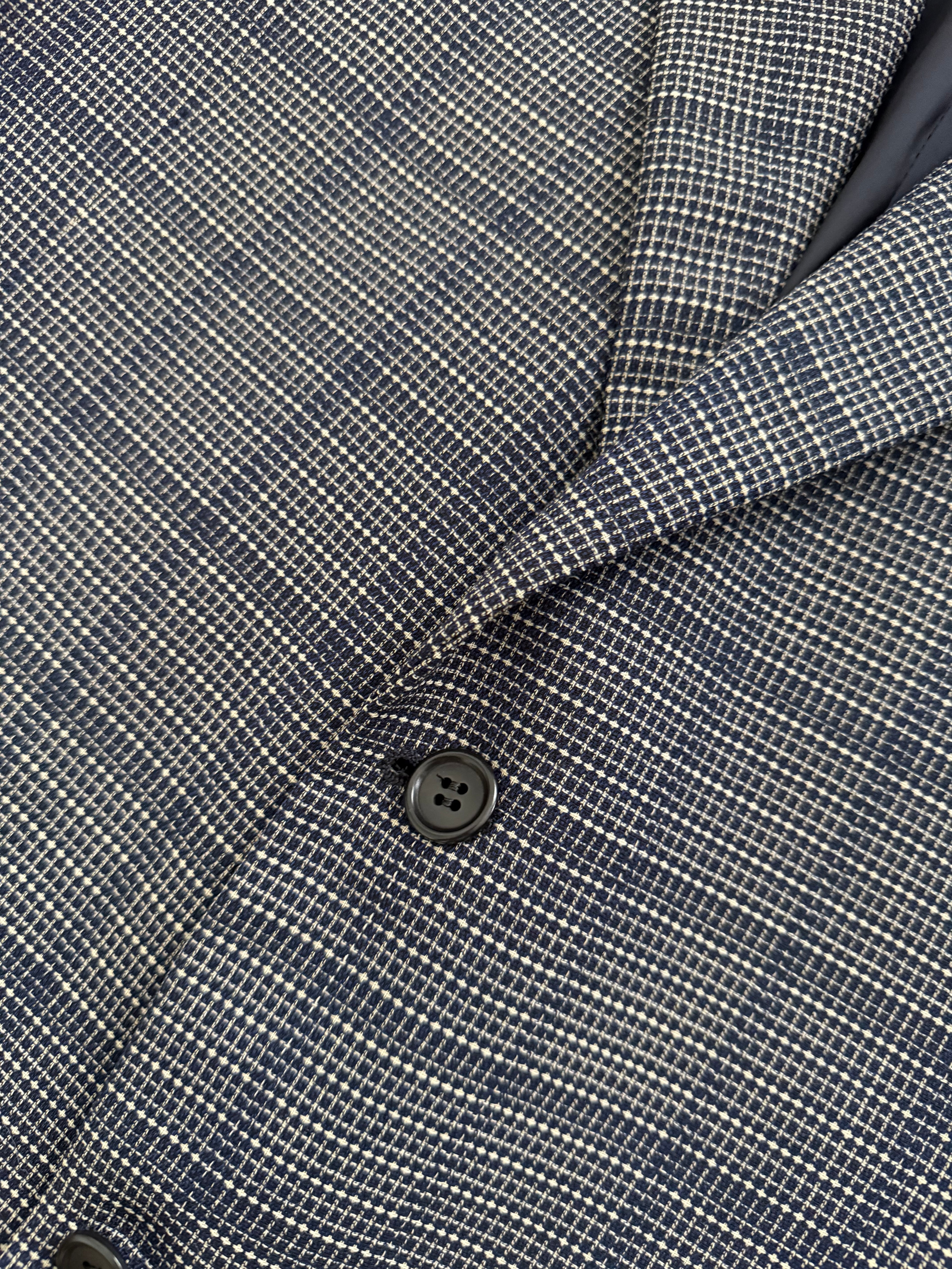 Valentino 1980s 2B Textured Wool Check Sports Jacket Blazer  - Size XXL