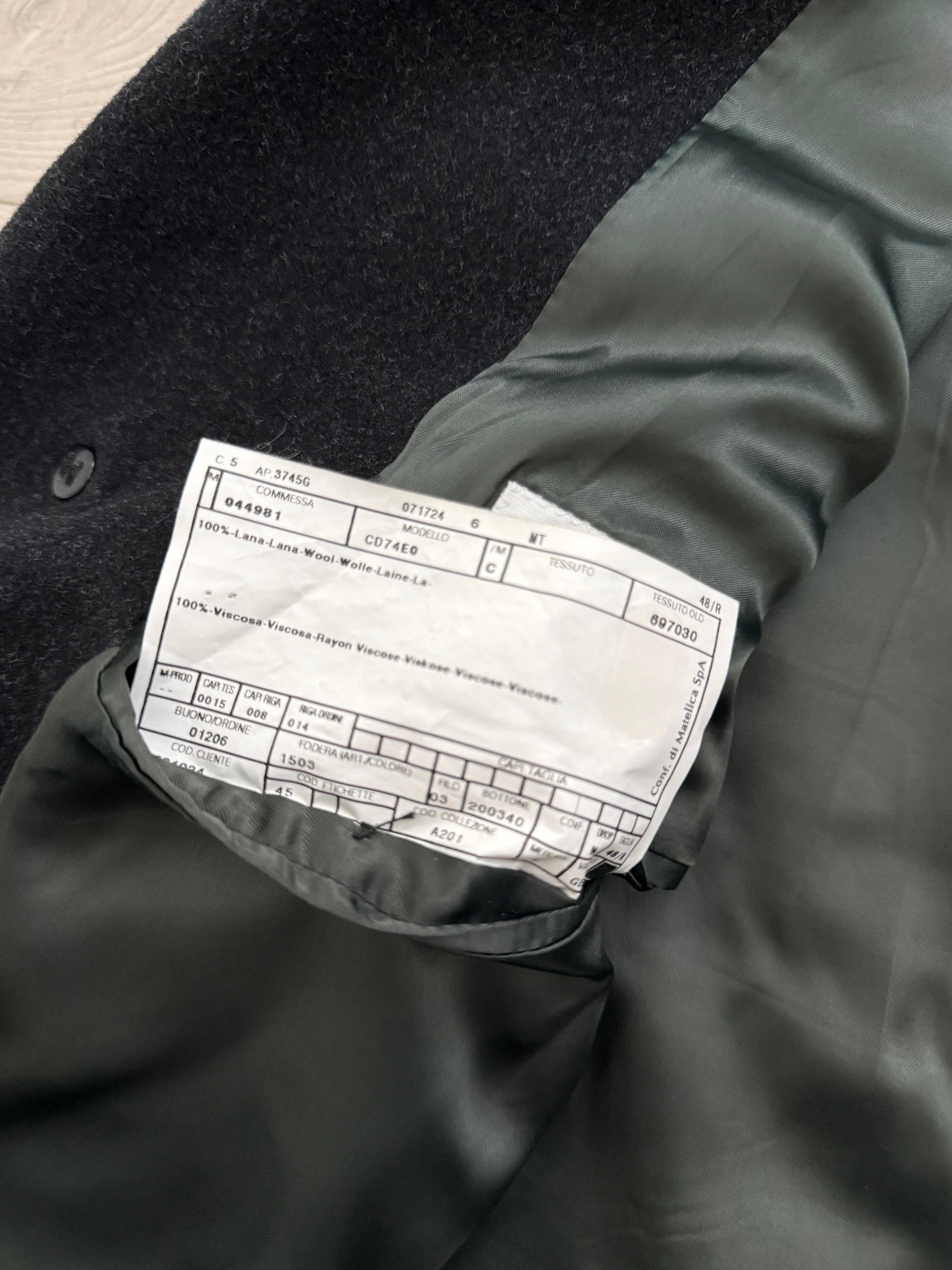 Armani 1990s Charcoal Grey Wool Over Coat - Size M
