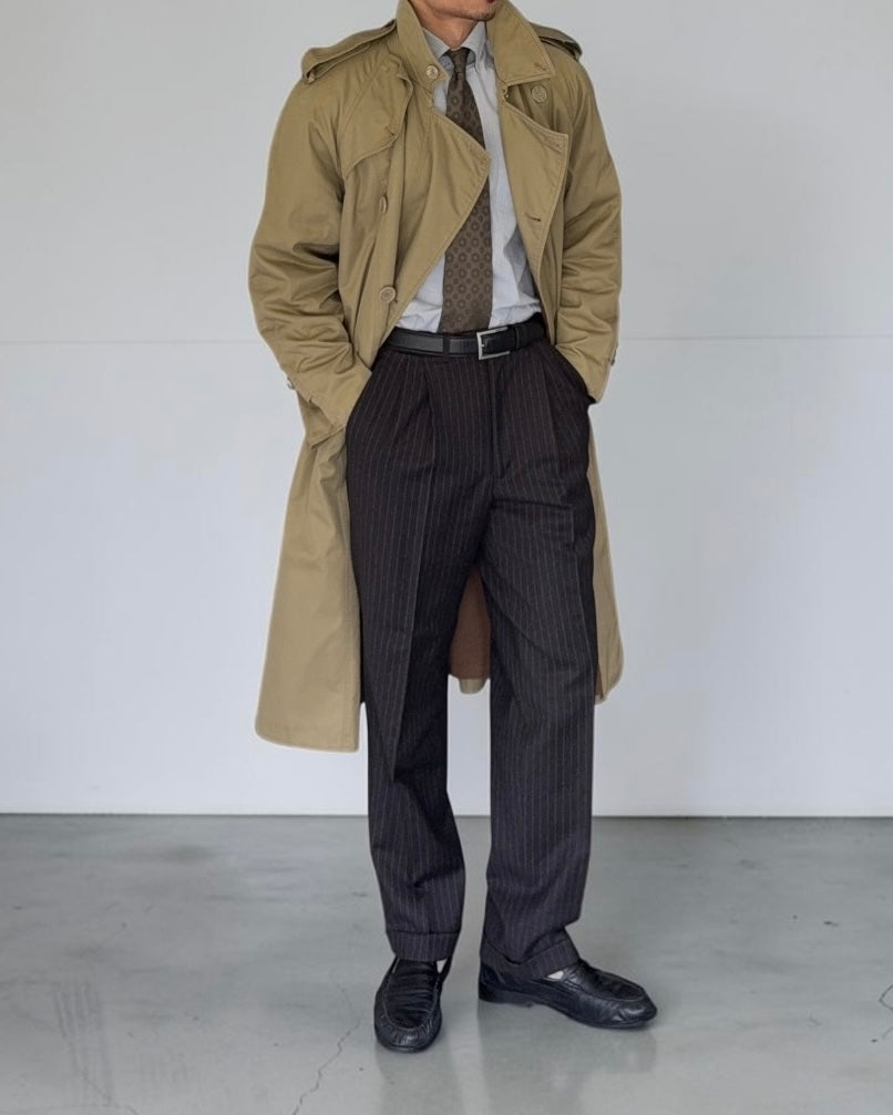 Giorgio Armani Mainline 1980s Military Trench Coat - Size L