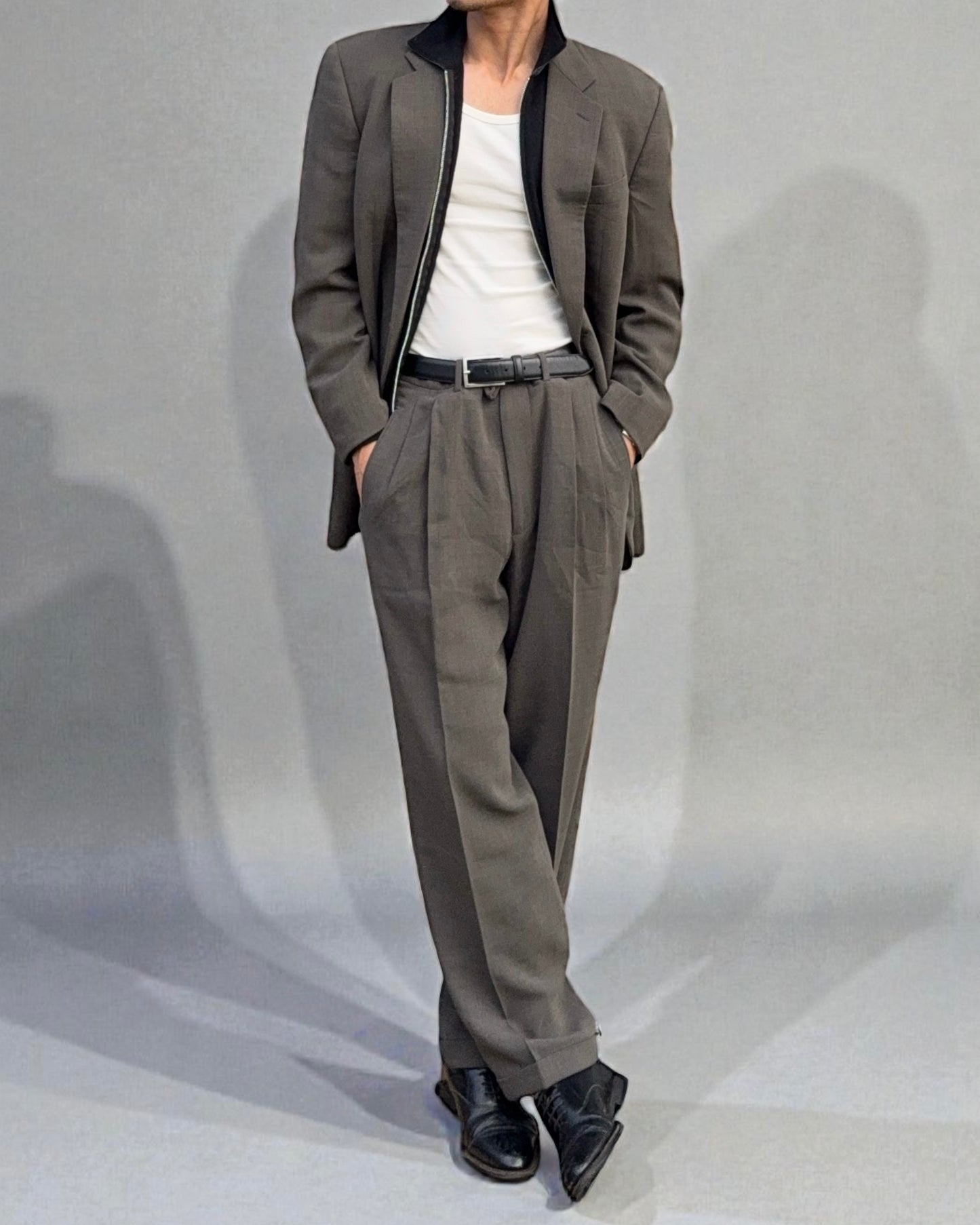 Giorgio Armani 1990s Brown Pleated Wool Suit - Size M Jacket / 32" Waist