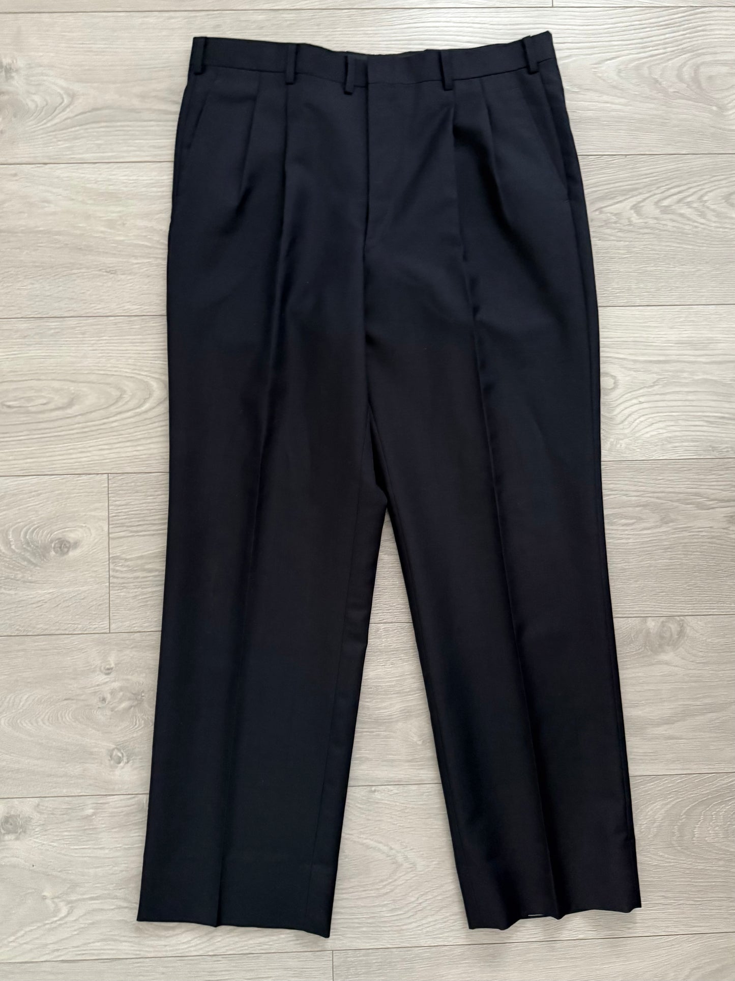 Doremuil Fabric Double Breasted Pleated Wool Suit - Size XL Jacket / 36" Waist