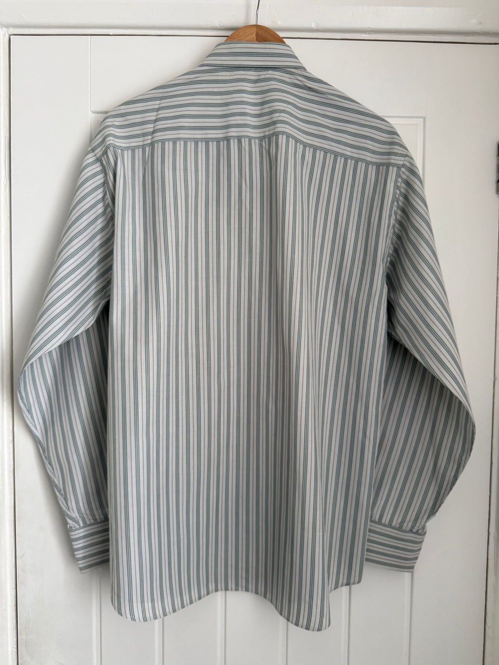 Giorgio Armani 1980s Snap Collar Chest Pocket Striped Cotton Shirt - Size XL