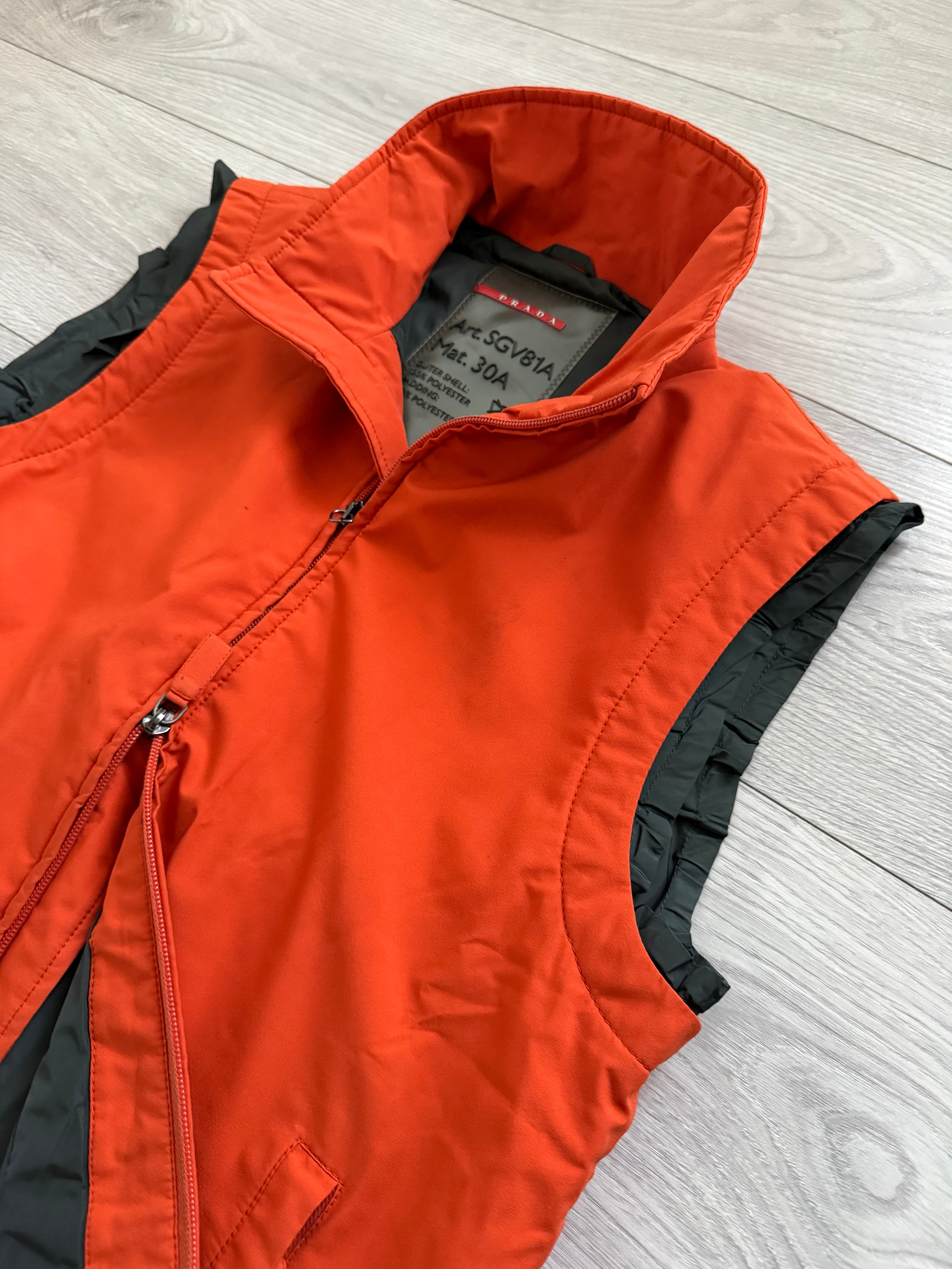 Prada Sport 2003 Orange Gore-Tex Technical Vest - SIze M