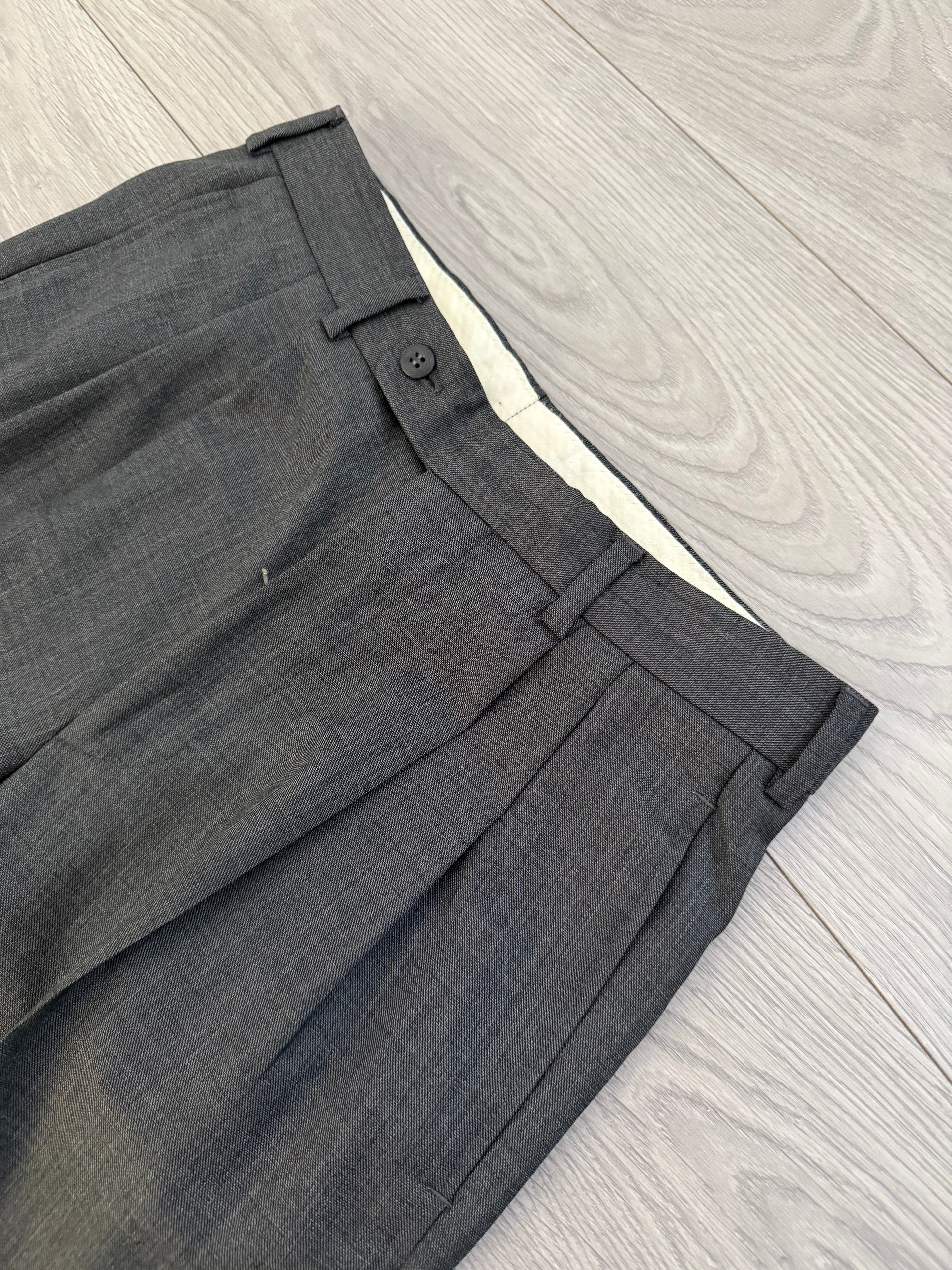 Hugo Boss 1980s 'Bassini Chicago' Peaked Lapel Double Breasted Pleated Wool Cashmere Suit - Size S Jacket / 30" Waist
