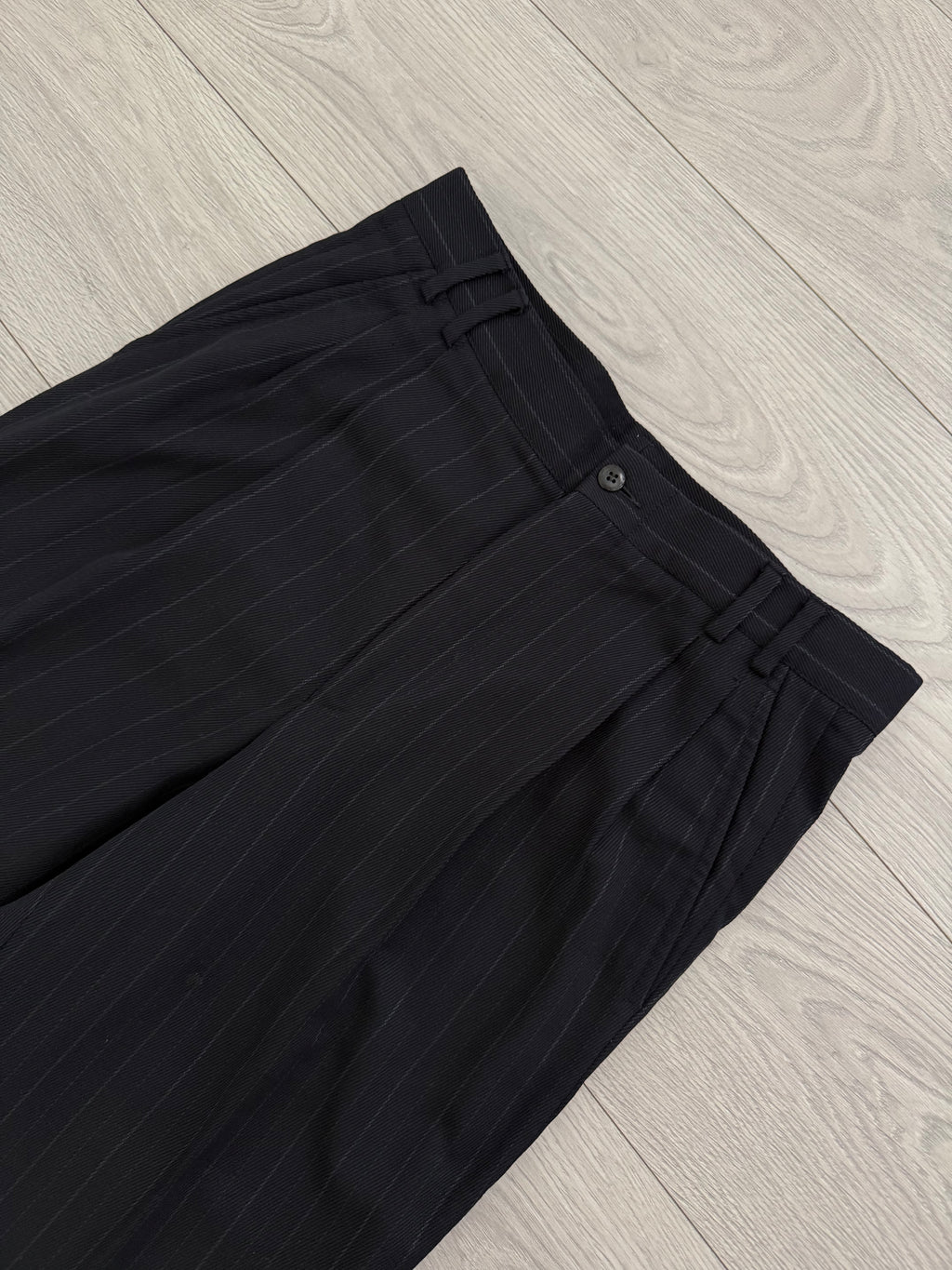 Versace 1980s Notch Lapel Double Breasted Pleated Wool Striped Suit - Size S Jacket / 32" Waist