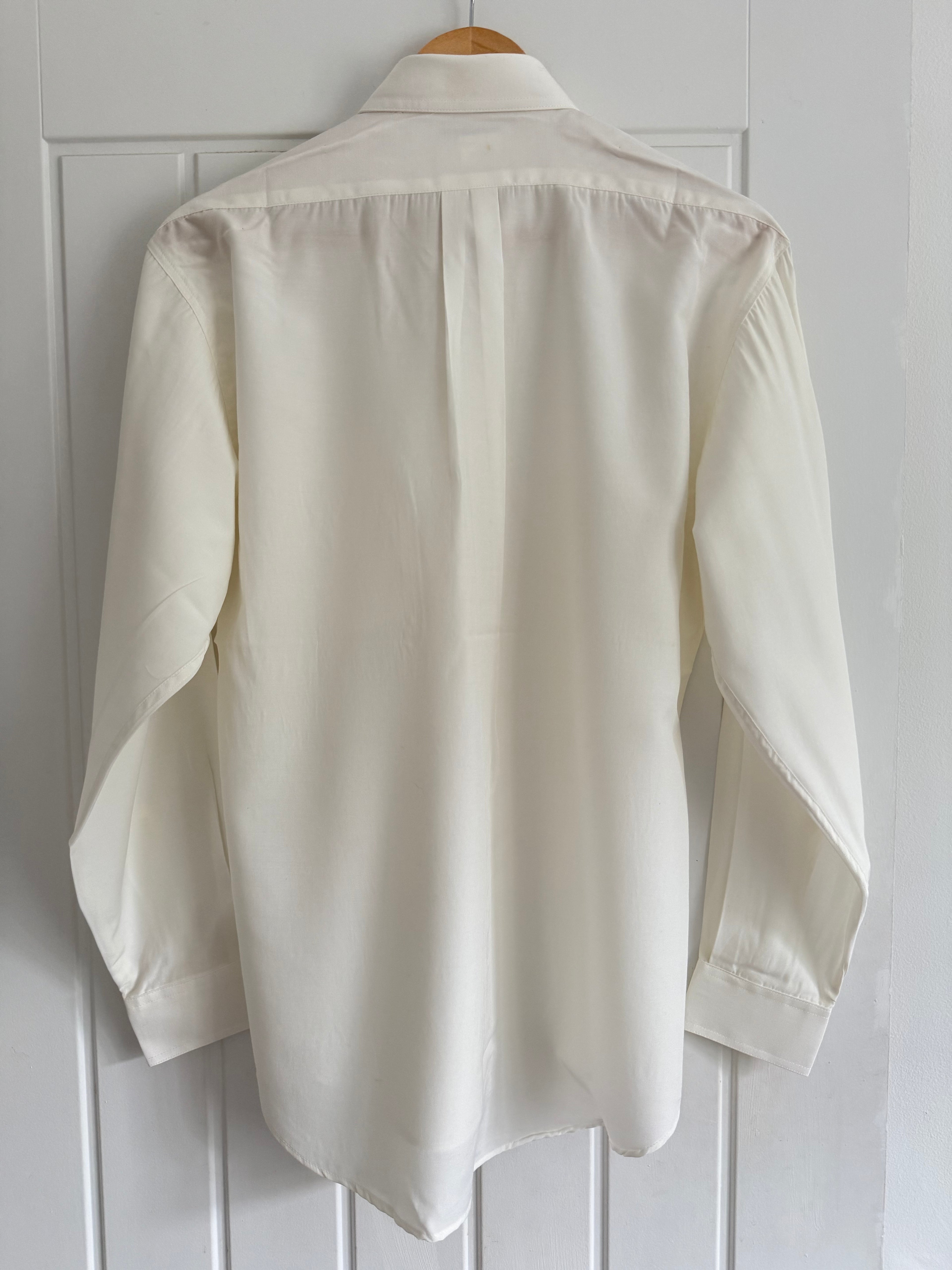 Emporio Armani 1990s Draped Cotton Off-White Shirt - Size S
