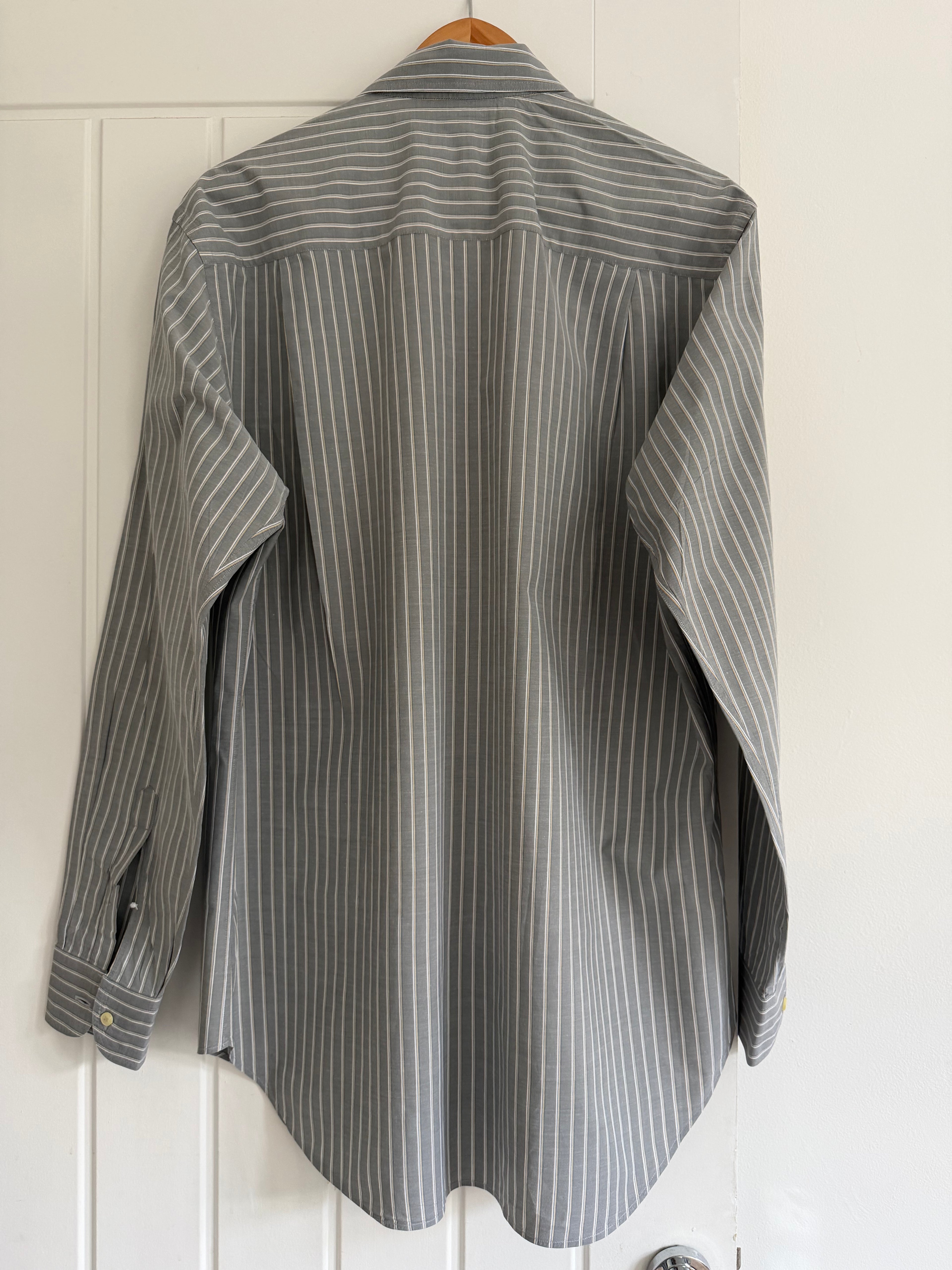 Giorgio Armani 1980s Multi Stripe Grey Cotton Shirt - Size M