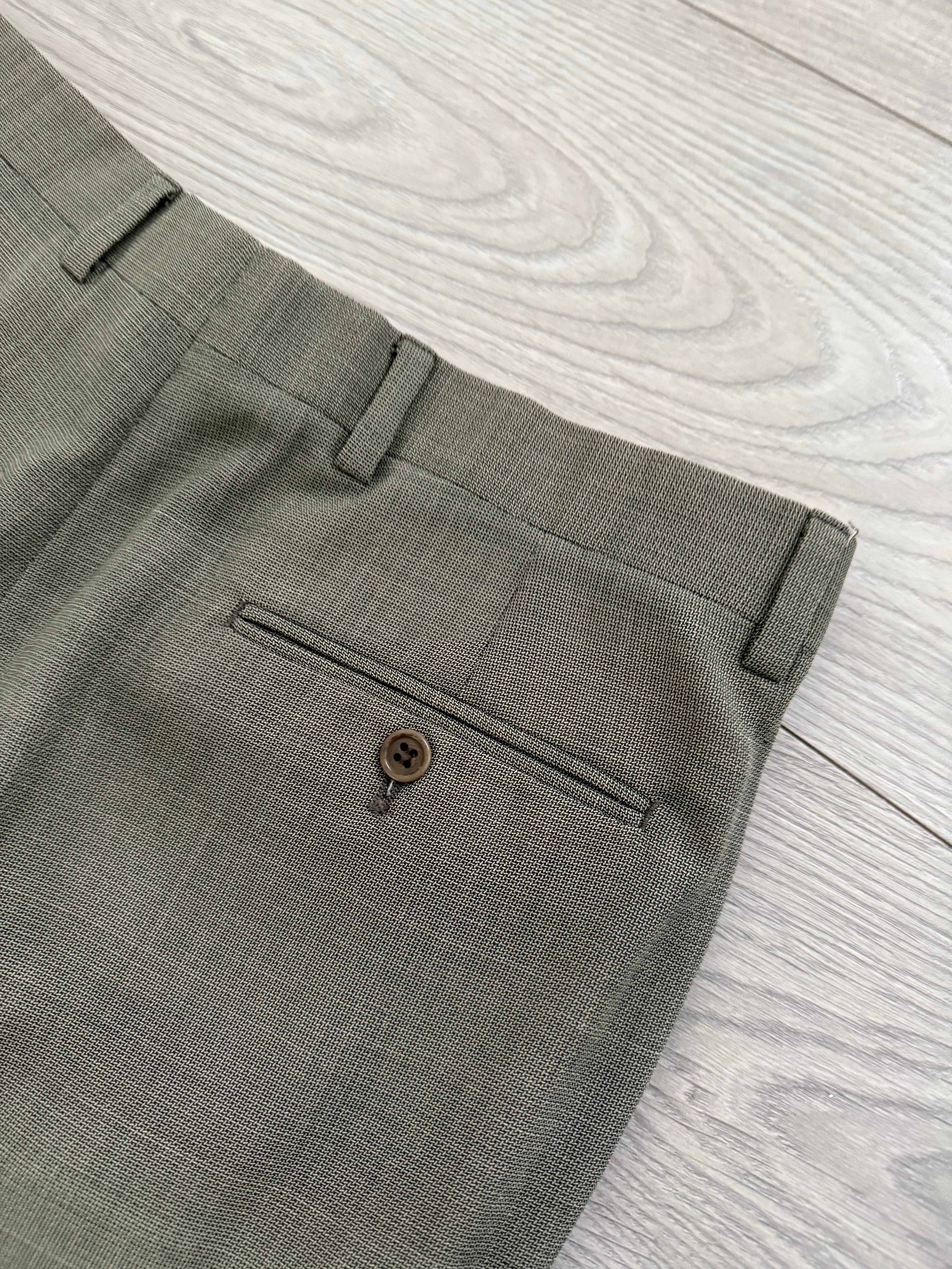 Valentino 1980s 6B Double Breasted Wool Power Suit in Taupe Olive - Size M Jacket / 32" Waist