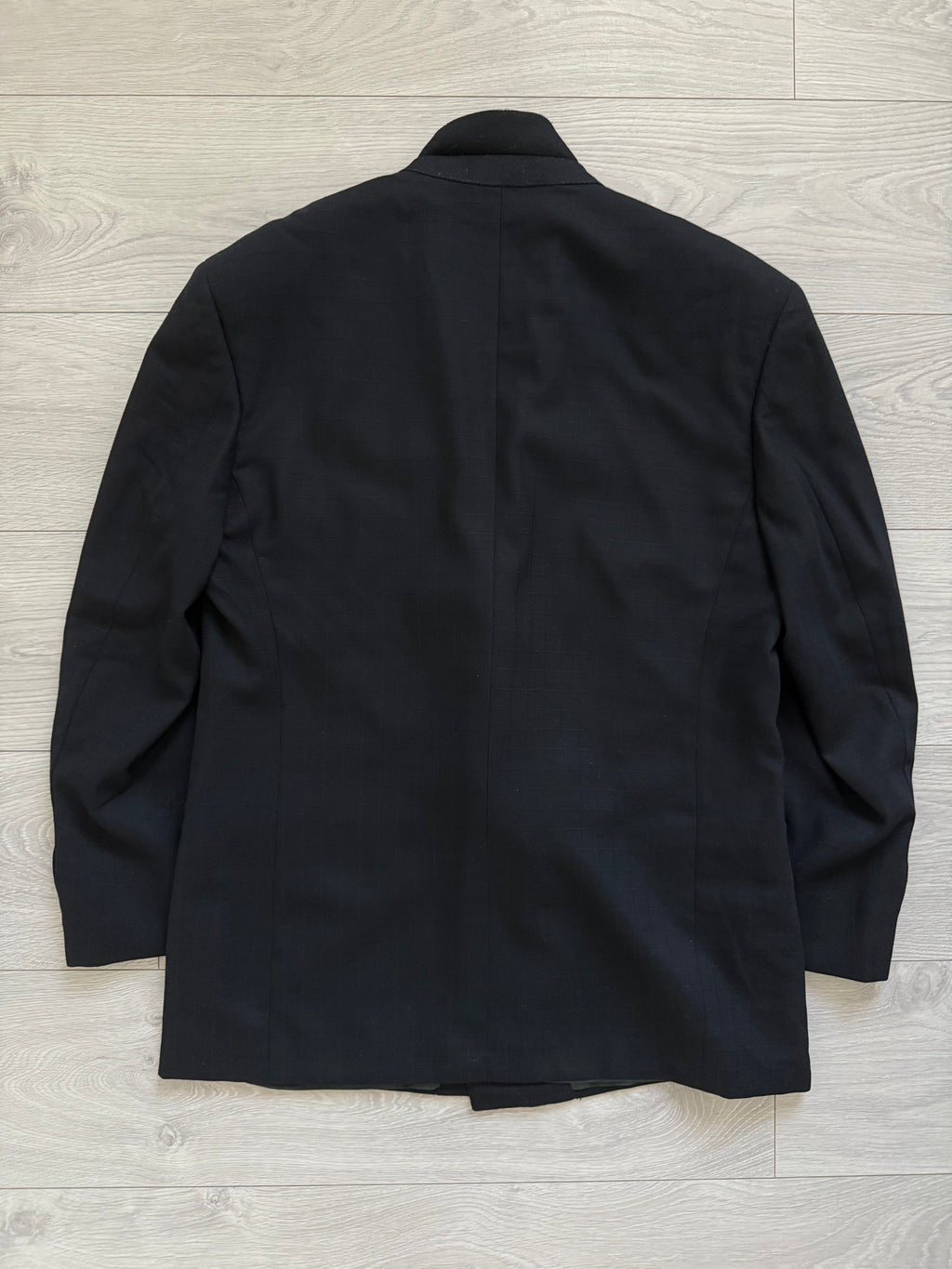 Versace 1980s Notch Lapel Double Breasted Wool Pleated Black Textured Suit - Size M Jacket / 30" Waist