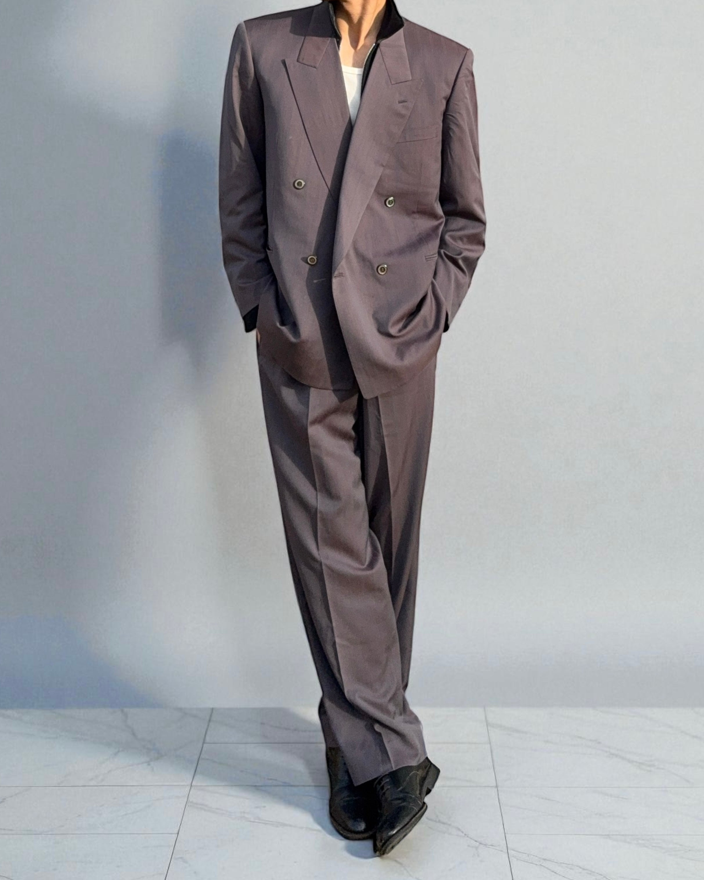 Yves Saint Laurent s12 スーツ 3ピース ウール グレー Yves Saint Laurent s12 スーツ 3ピース ウール グレー