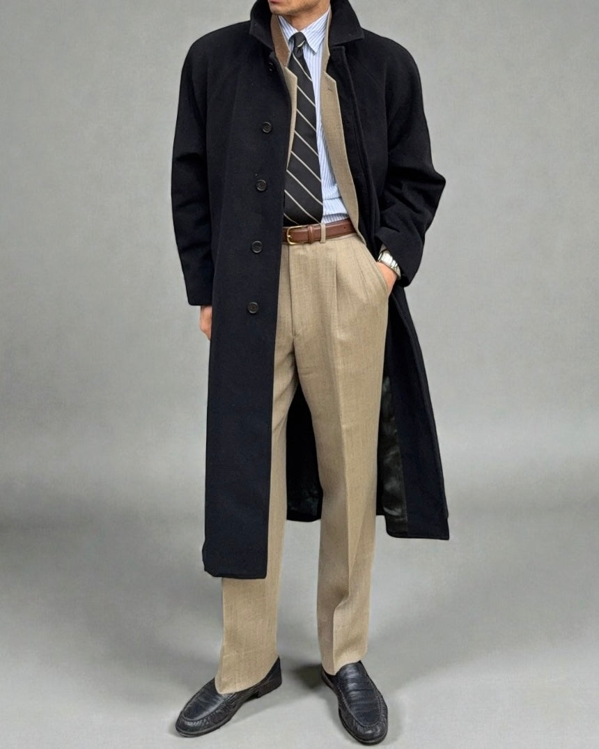 Giorgio Armani 1980s Balmacaan Wool Overcoat - Size M
