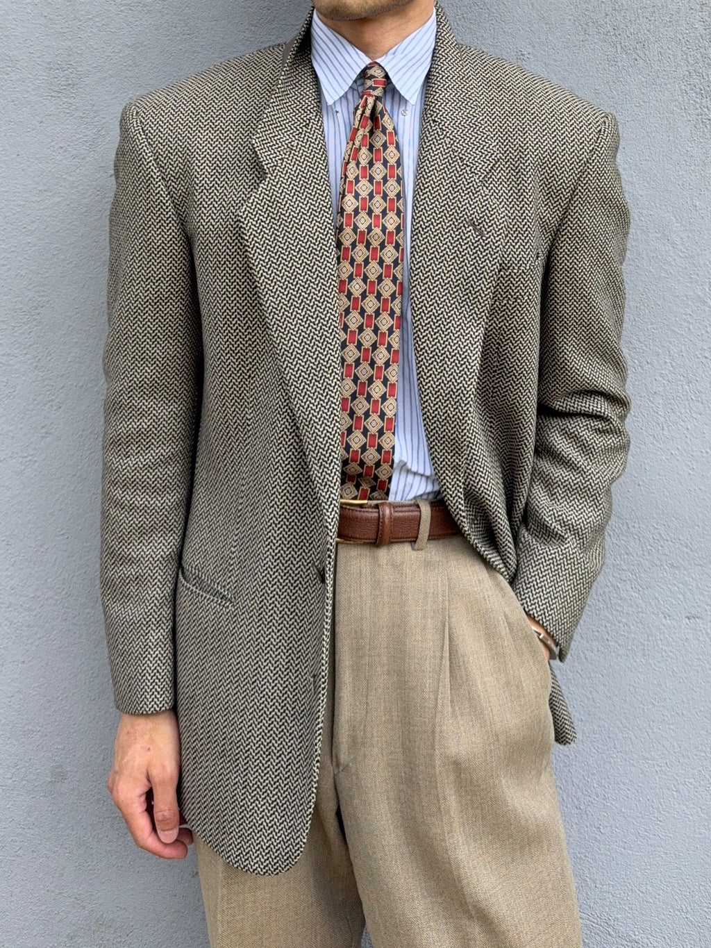 Giorgio Armani 1980s Wool Textured Sports Blazer Jacket - Size M
