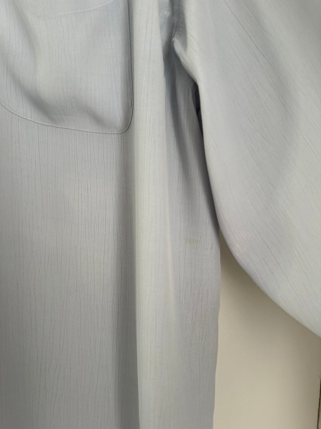 Giorgio Armani 1980s Chiffon Pleated Relaxed Blue Shirt - Size XL