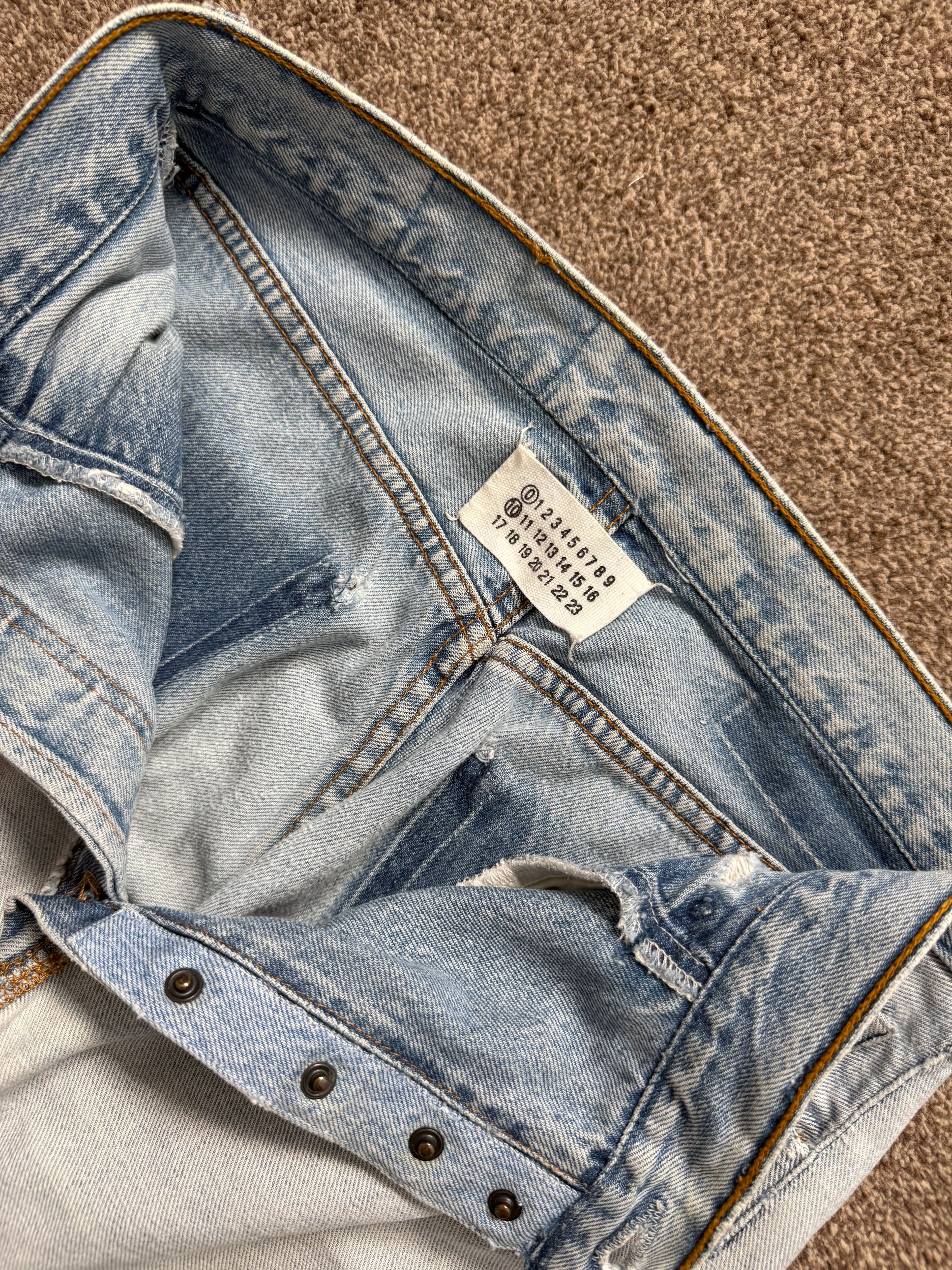 Maison Martin Margiela Artisanal Line (0)(10) SS2003 Re-Worked Inverted Denim Jeans - Size 30" Waist