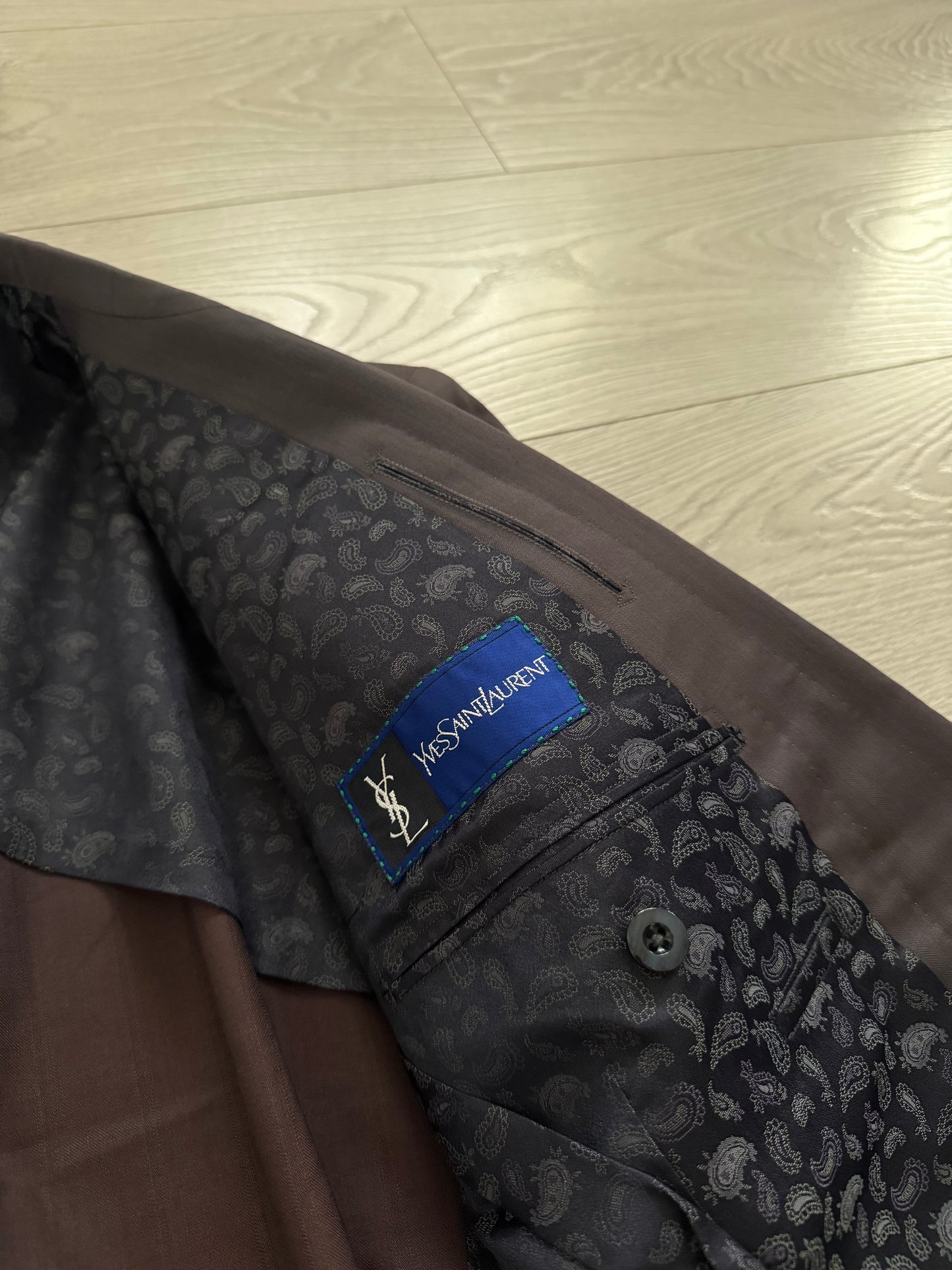 Yves Saint Laurent 1990s Double-Breasted Pleated Wool Suit - Size XL Jacket / 36" Waist