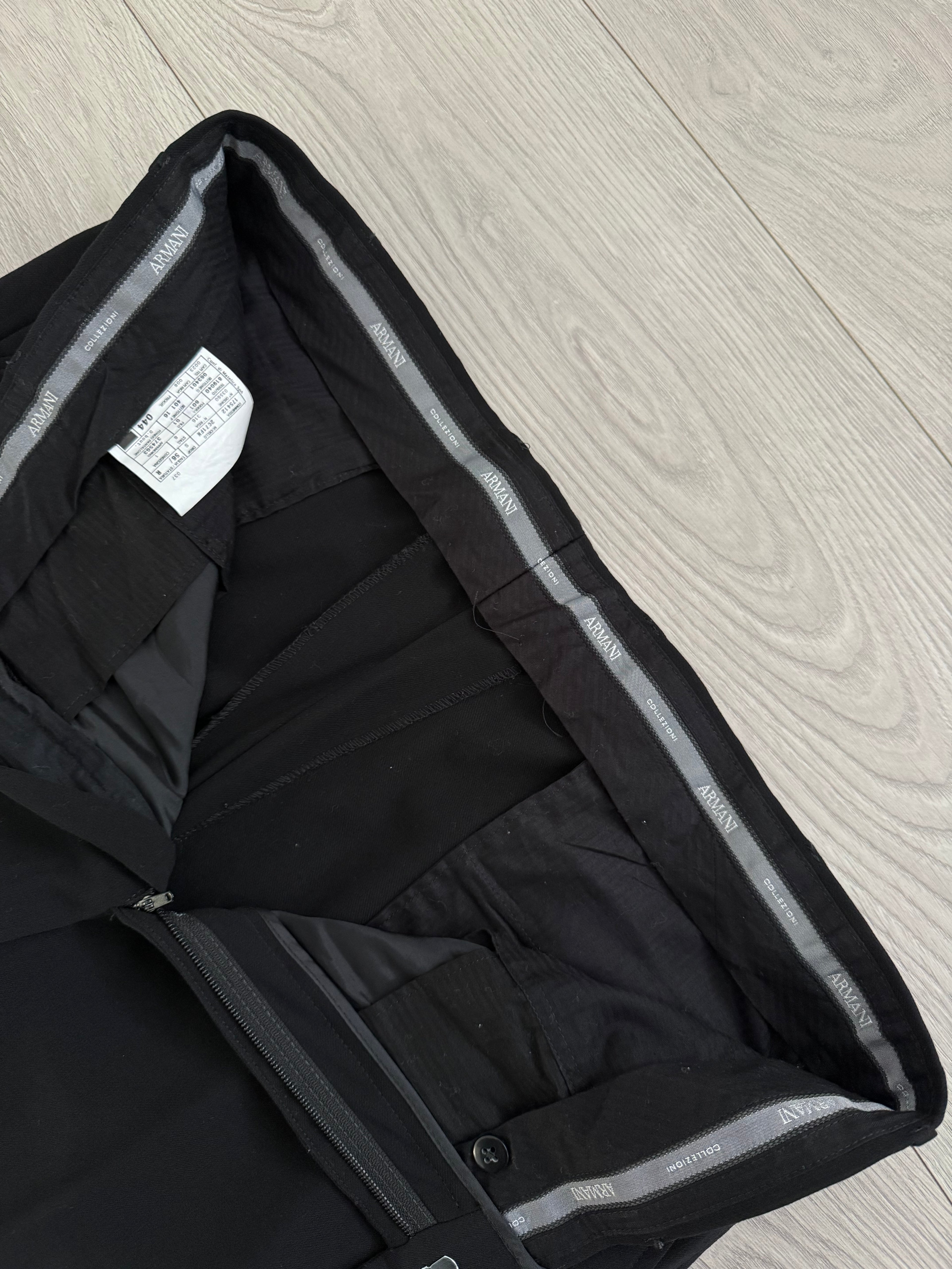 Armani 1990s 2B Draped Wool Black Suit - Size XL Jacket / 37" Waist