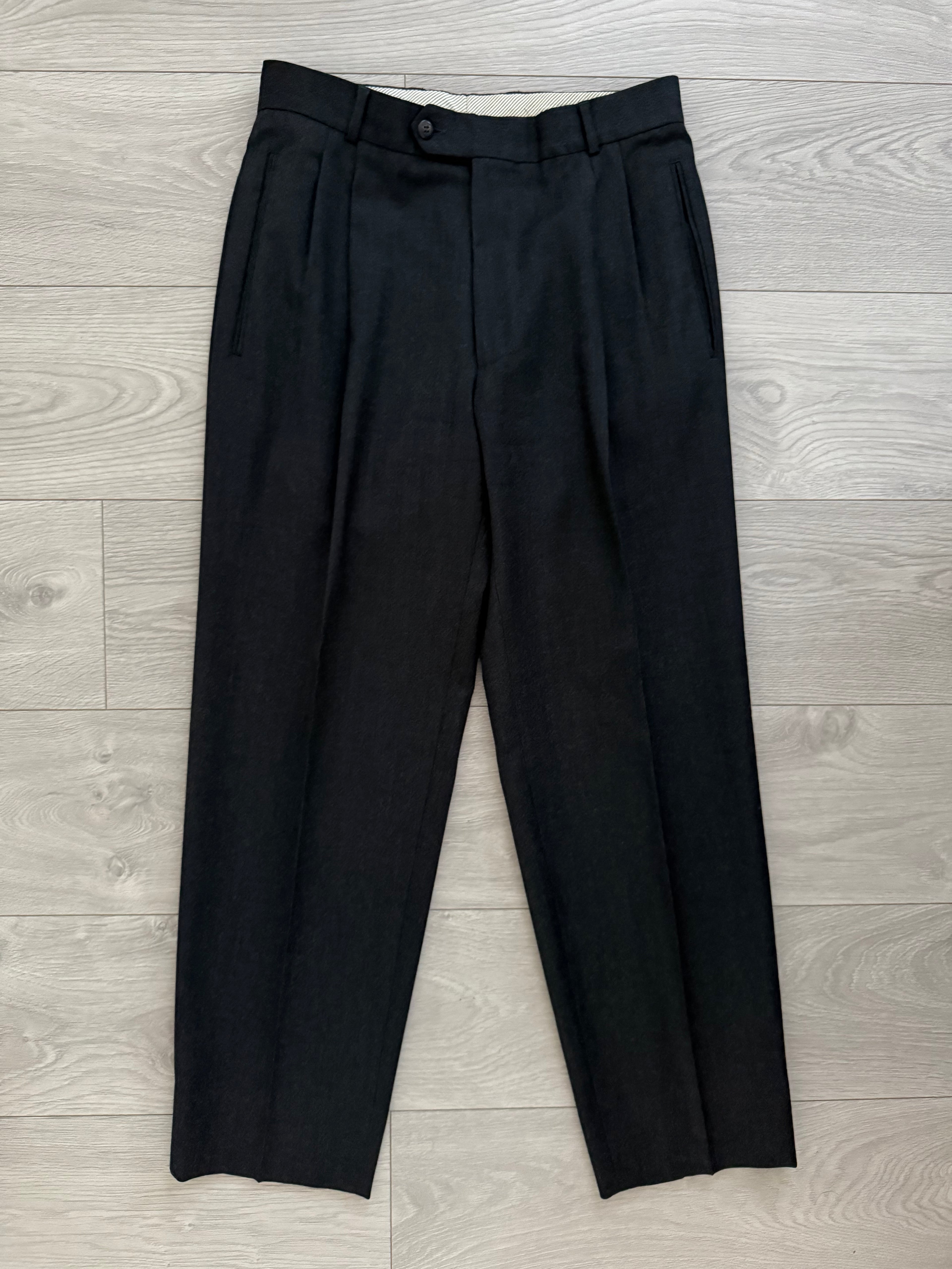 Hugo Boss 'Lopez' 1990s Double Pleat Wool Grey Pants - Size 30" Waist