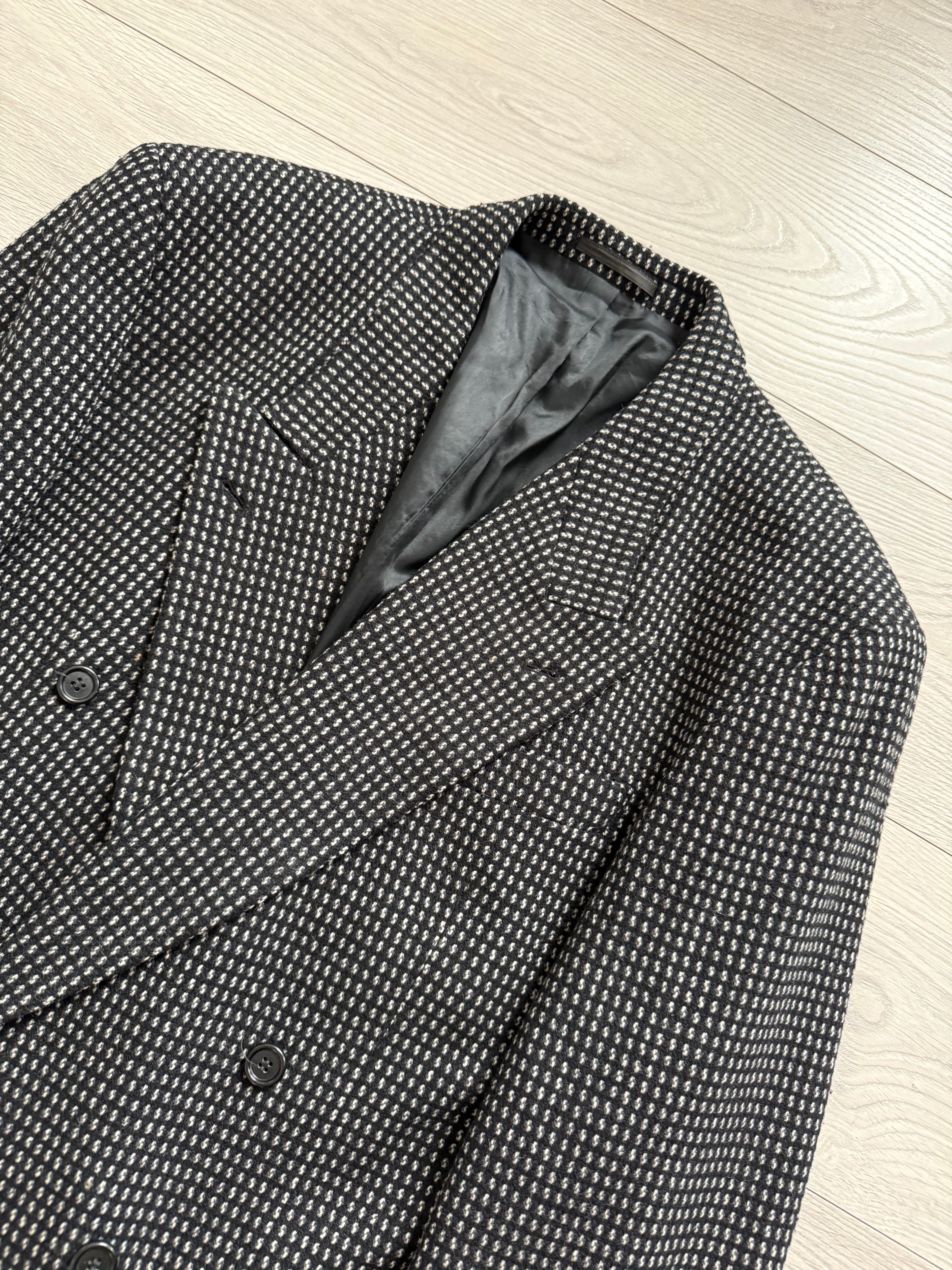 Hugo Boss 1980s Wool Cashmere Peaked Lapel Double Breasted Textured Sport Jacket Blazer - Size XL