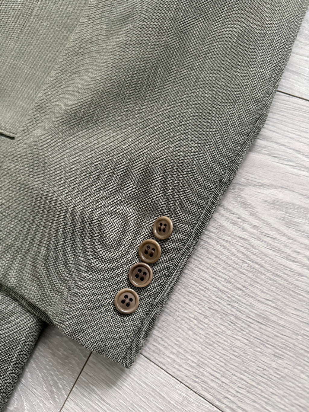 Valentino 1980s 6B Double Breasted Wool Power Suit in Taupe Olive - Size M Jacket / 32" Waist