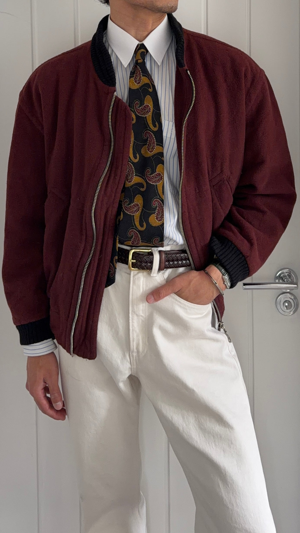 Hugo Boss 1980s Cashmere Wool Bomber Jacket - Size M